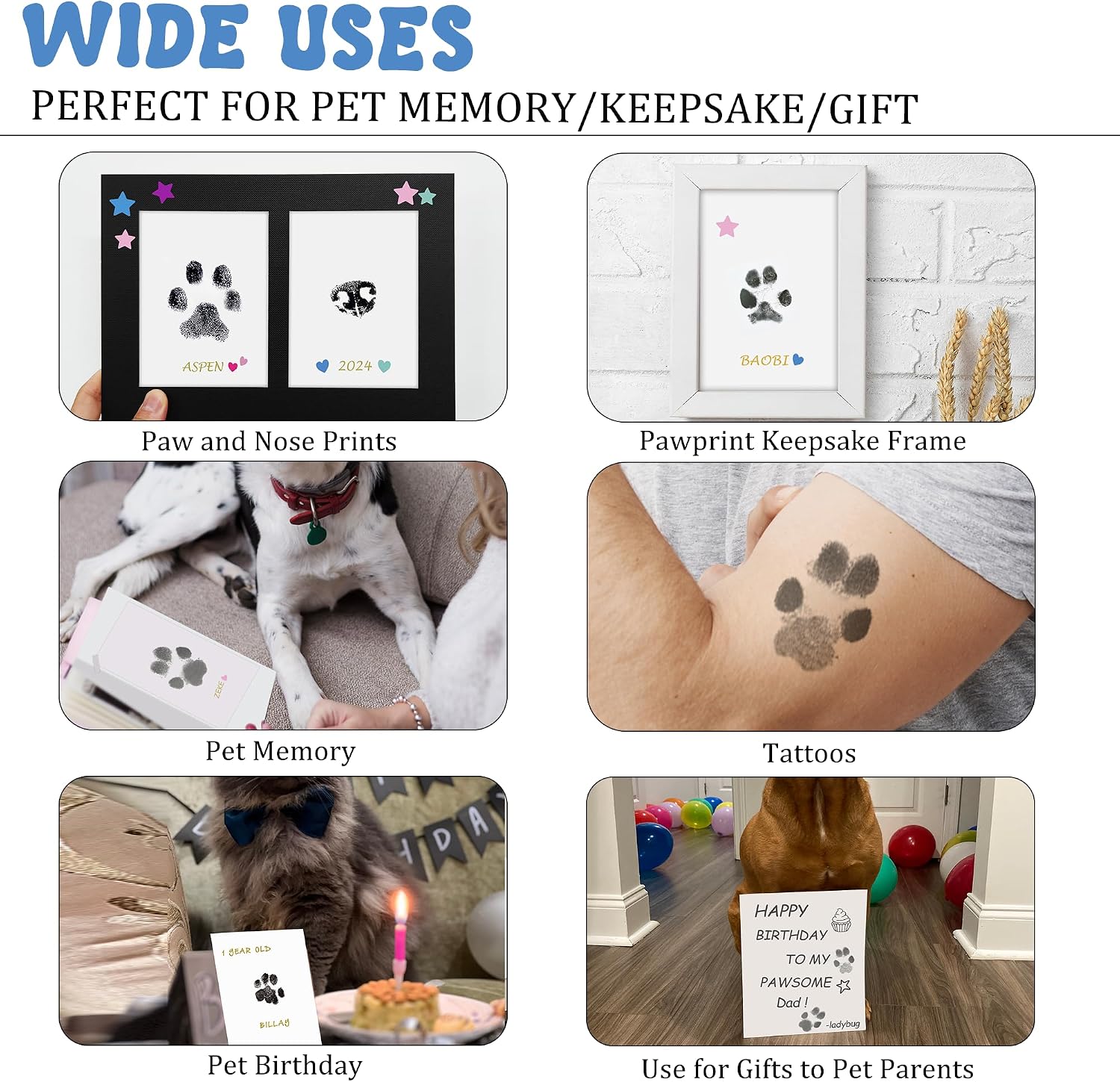 MYPAWLETS Inkless Paw Print Kit,Mess-Free Paw Print Stamp Pad for Dogs Cat,Pet Safe Clean Touch Ink Pad,Dog Nose Print Kit,Pet Paw Print Impression Kit Keepsake,Personalized Pet Lover,Dog Mom Gift-2M