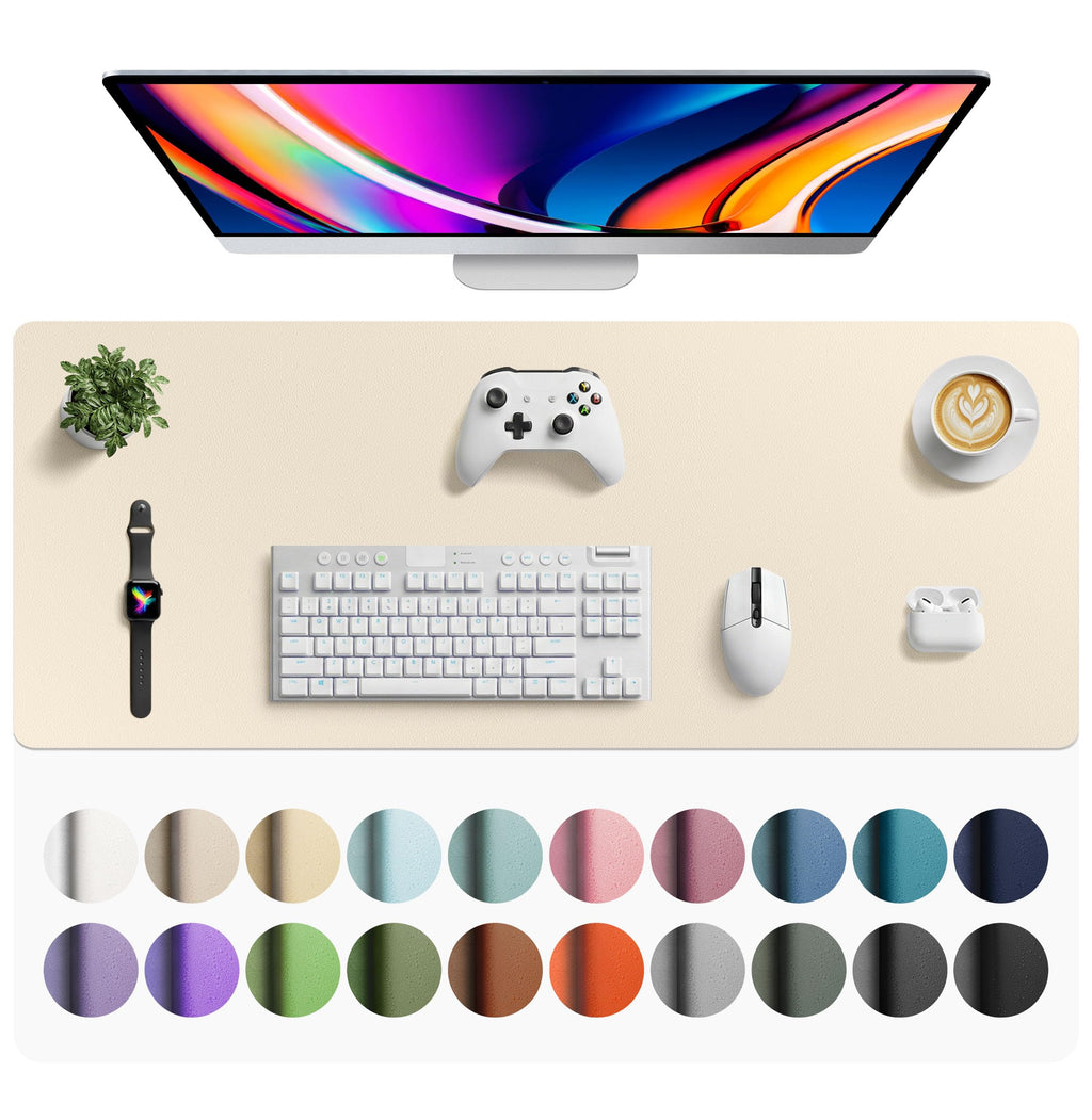 Aothia Non-Slip Waterproof PU Leather Desk Pad Protector for Mouse, Writing Desk, Office, Home, Laptop Blotter, 23.6" x 13.7", Black