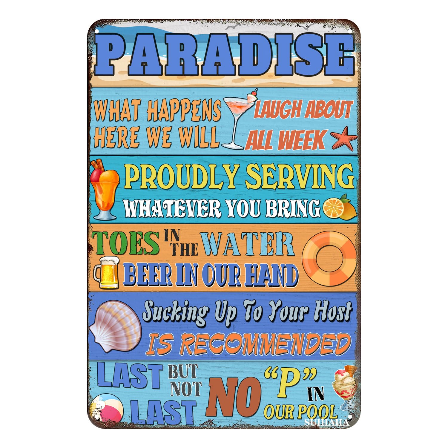 Vintage Metal Tin Sign Welcome to Our Backyard Home Yard Porch Decor Patio Pool Bar Coffee Wall Decor Tin Sign 12x8 Inches