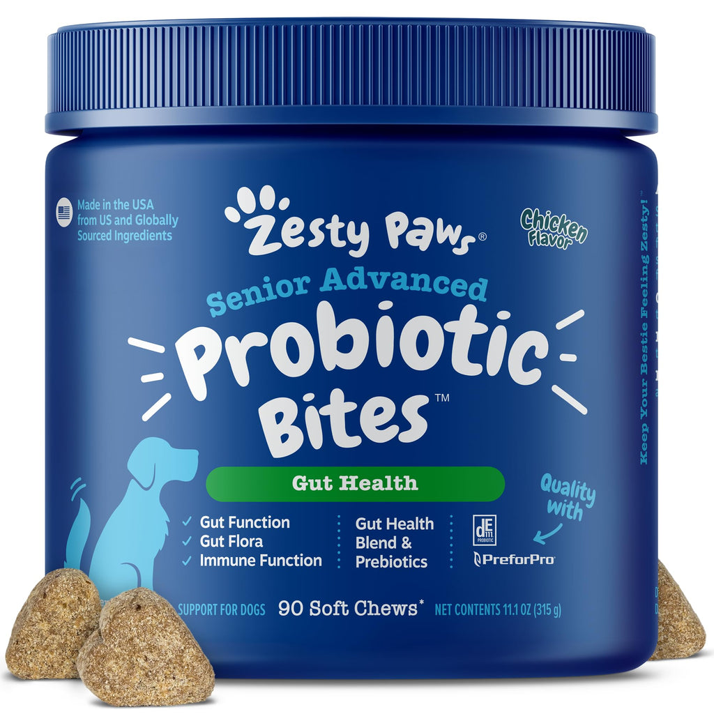 Zesty Paws Probiotics for Dogs - Digestive Enzymes for Gut Flora, Digestive Health, Diarrhea & Bowel Support - Clinically Studied DE111 - Dog Supplement Soft Chew for Pet Immune System - Pumpkin, 90ct