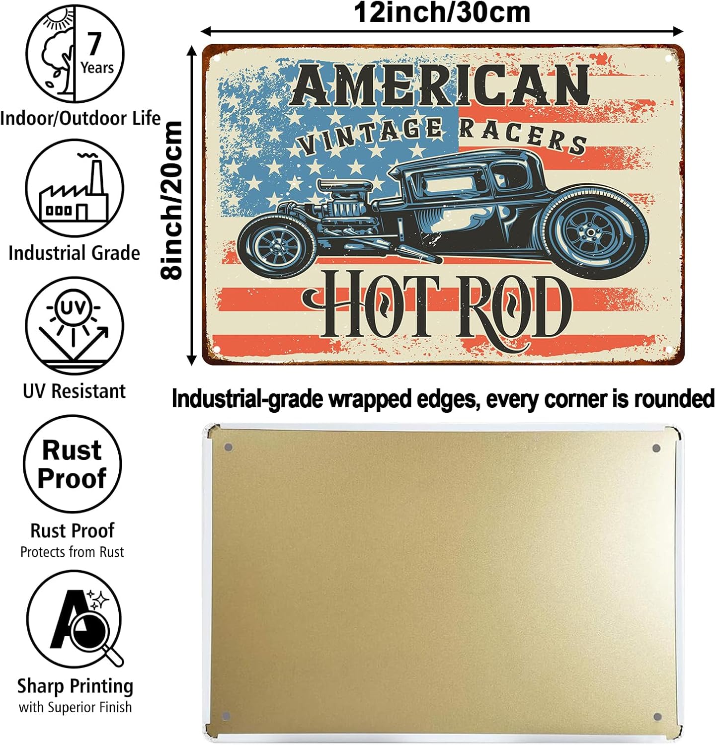 8 Pcs Vintage Tin Garage Signs,Vintage Metal Tin Signs Retro Garage Signs For Men Wall Decorations Car Posters Man Cave Decor 8×12 Inch（8pcs）