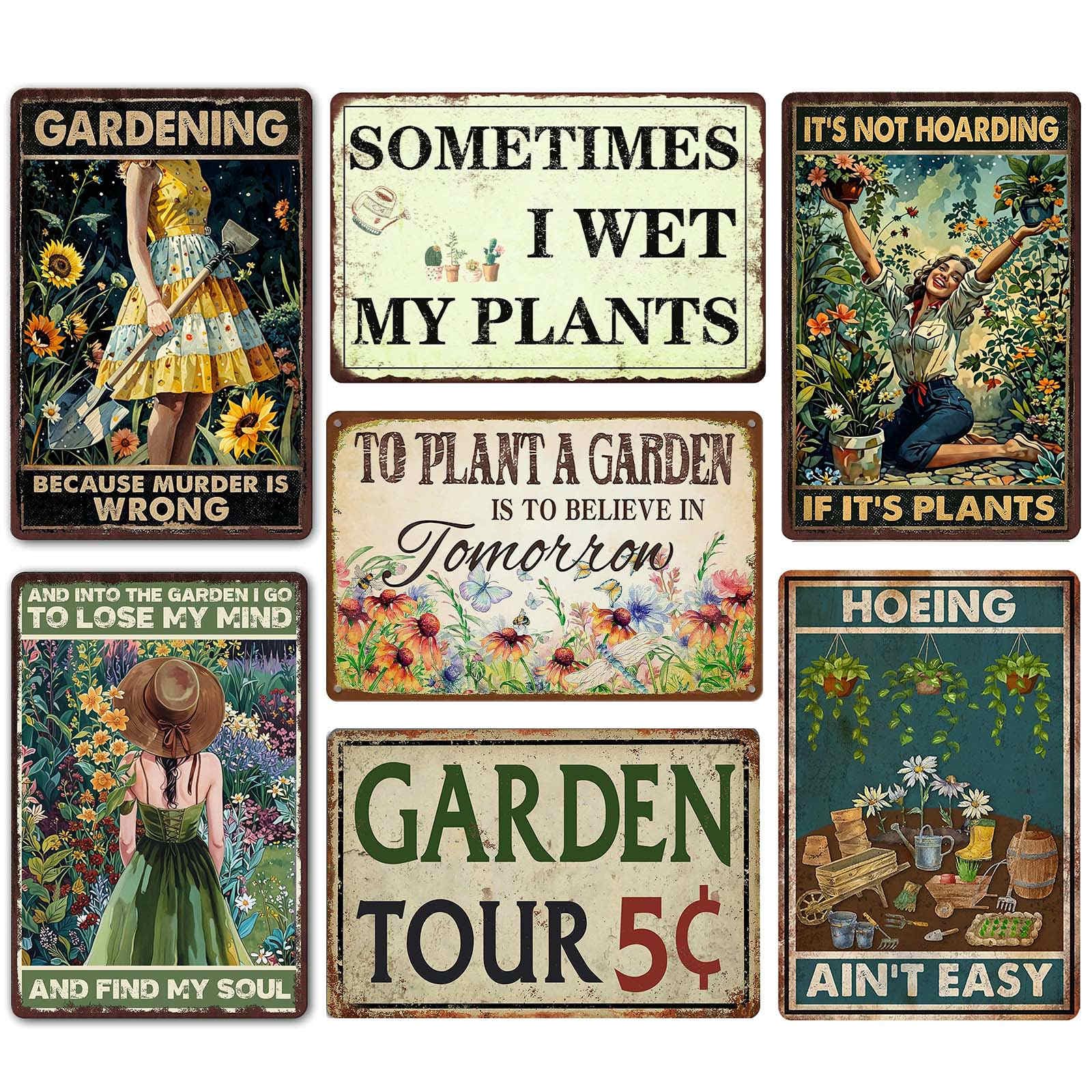 Ykfss Funny Garden Signs Outdoor Wall Decor For Patio Metal Signs For Outside Porch Tin Signs Enjoy The Little Things Sign Garden Decorative Plaque Farmhouse Kitchen Flower Hanging Sign 8x12 Inch