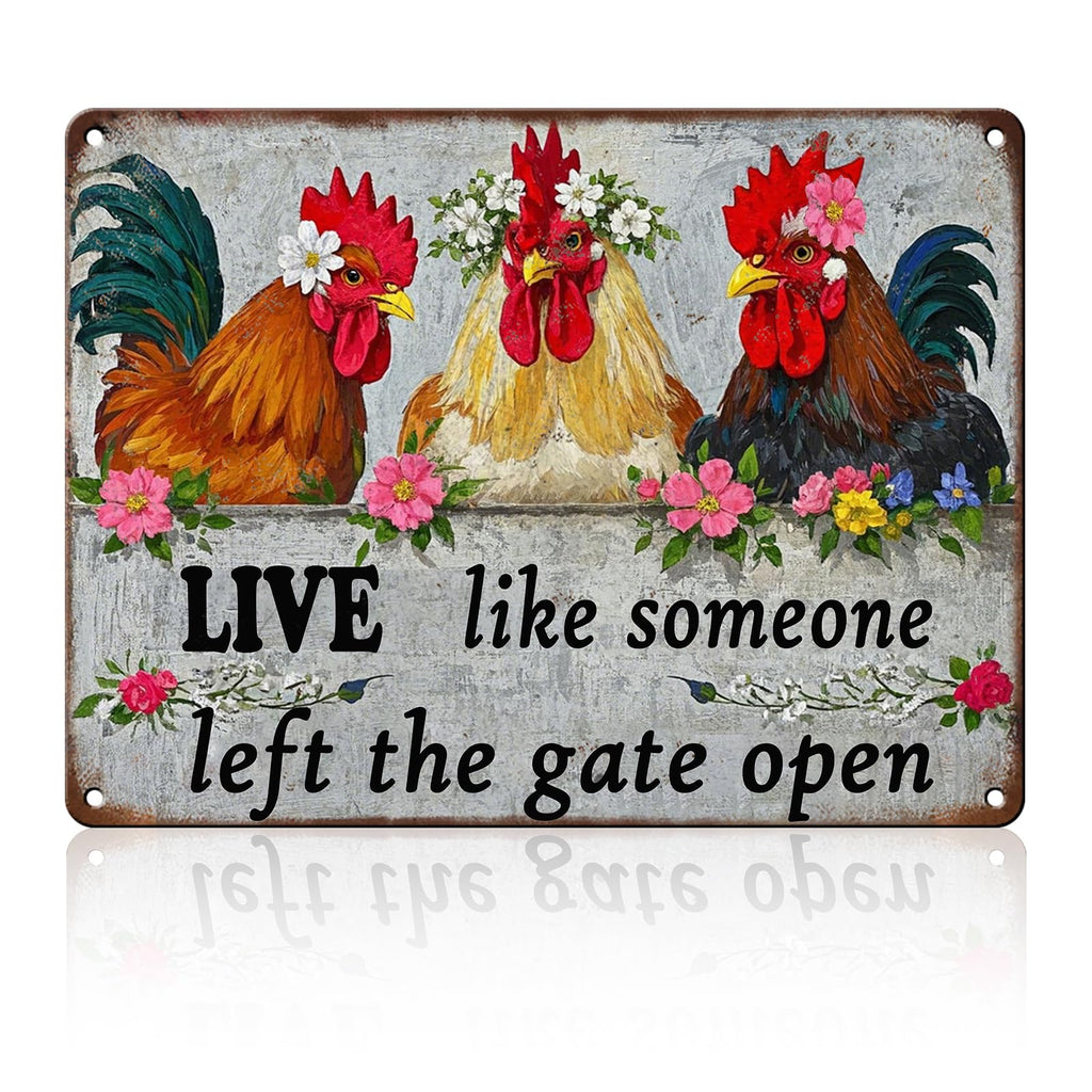 Chicken Metal Signs Rooster Kitchen Wall Decor Today I Will Pry More Worry Less Tin Sign 12x8 Inch Funny Chicken Coop Accessories Rooster Home Farm Yard Garden Decor