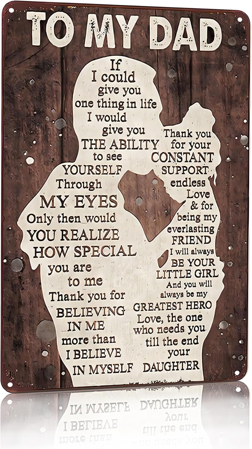 Smilelife Father's Day Dad Gifts from Daughter To My Dad Always Be My Hero Funny Tin Sign Perfect for Men Room Man Cave Office Garage Workshop Home Decor 8 x 12 Inch(3333)