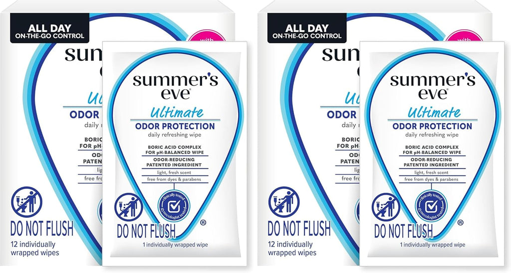 Summer's Eve Amber Nights Feminine Wipes, with Gentle pH-Balanced Formula Designed to Remove Odor, Individually Wrapped Wipes, 12 Count