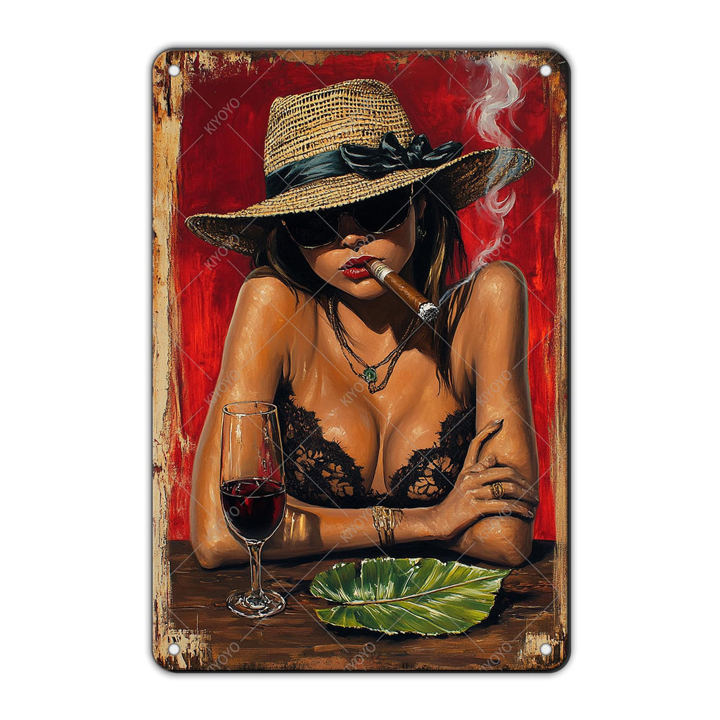 50s Pin up Girl Fishing Metal Tin Sign Open Fly Season Wall Decor Home Angler Cafes Lake House Seascape 12x8 Inch