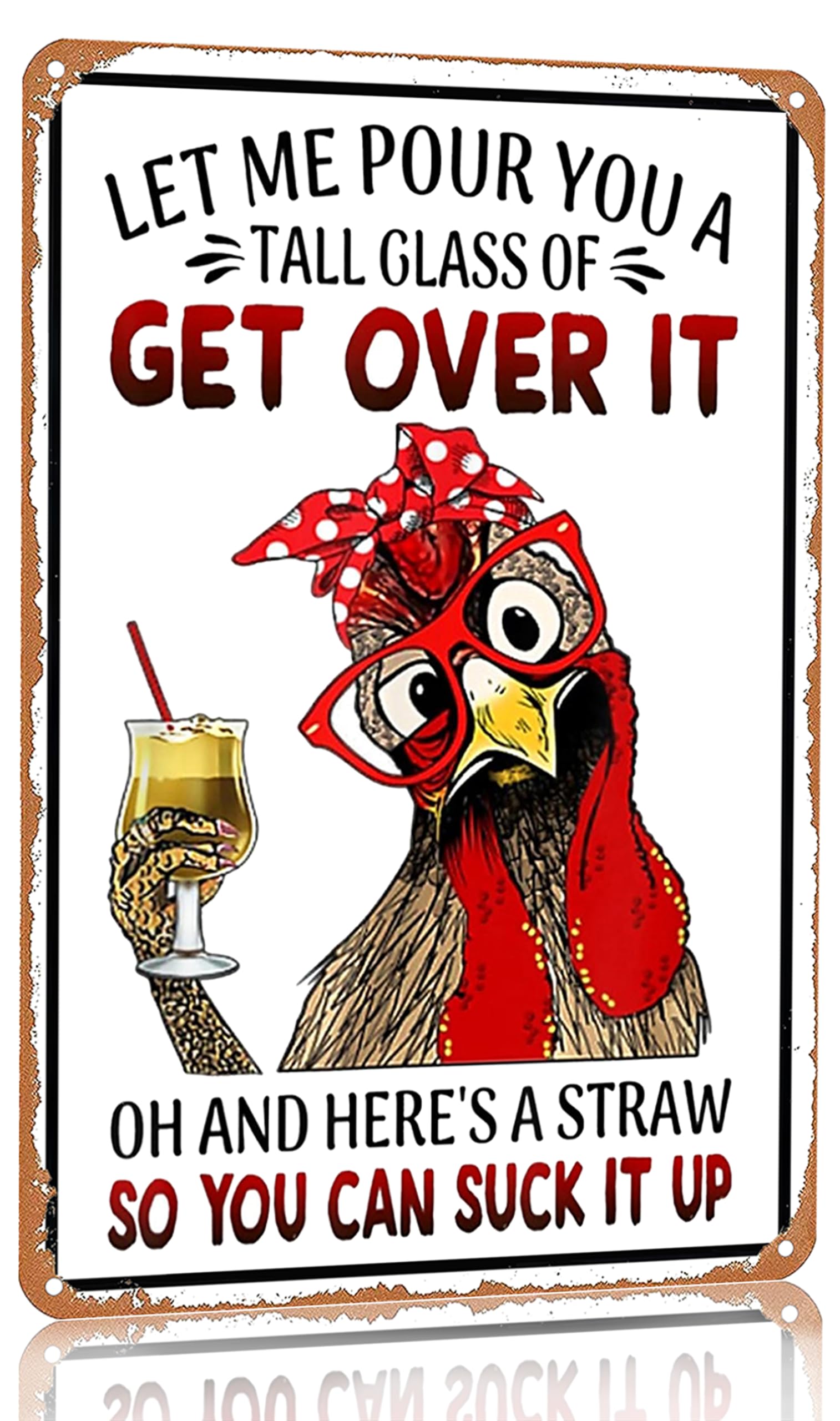 Smilelife Funny Gifts for Women Chicken Lovers Farm Enthusiasts An Old Rooster And A Cute Chick Live Here Chicken Tin Sign for Chicken Coop Farm Kitchen Garden Yard Decor 8 X 12 Inch (3821)