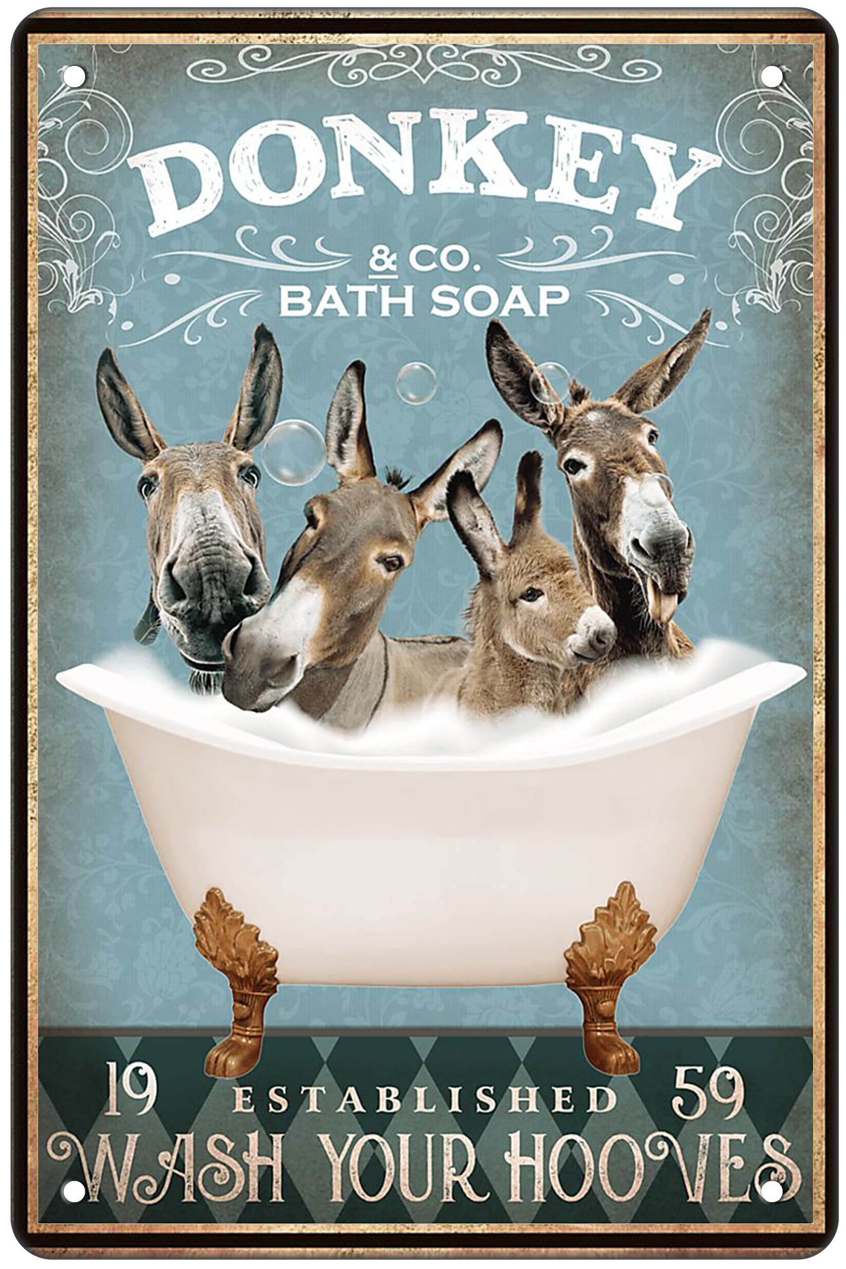 Vintage Metal Pig Bathroom Decor Tin Sign Wall Art Poster Retro Bar Home Decor 8x12 Inch