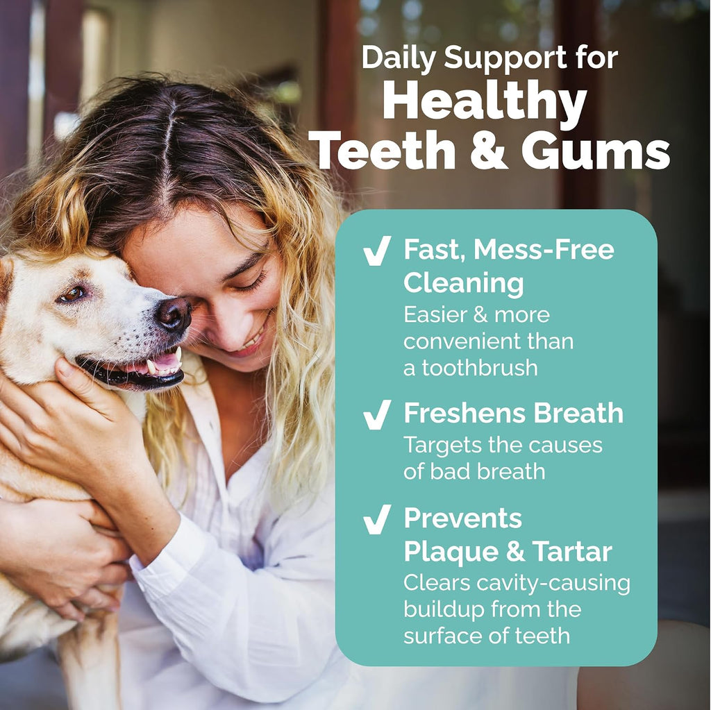 Vetnique Dentabliss Cat & Dog Teeth Cleaning Dental Wipes, Dog Toothbrush Alternative Finger Mitt Pet Wipes, Tartar & Breath Freshener, Vet Formulated Pet Dental Care, 50ct (Peppermint Flavored)
