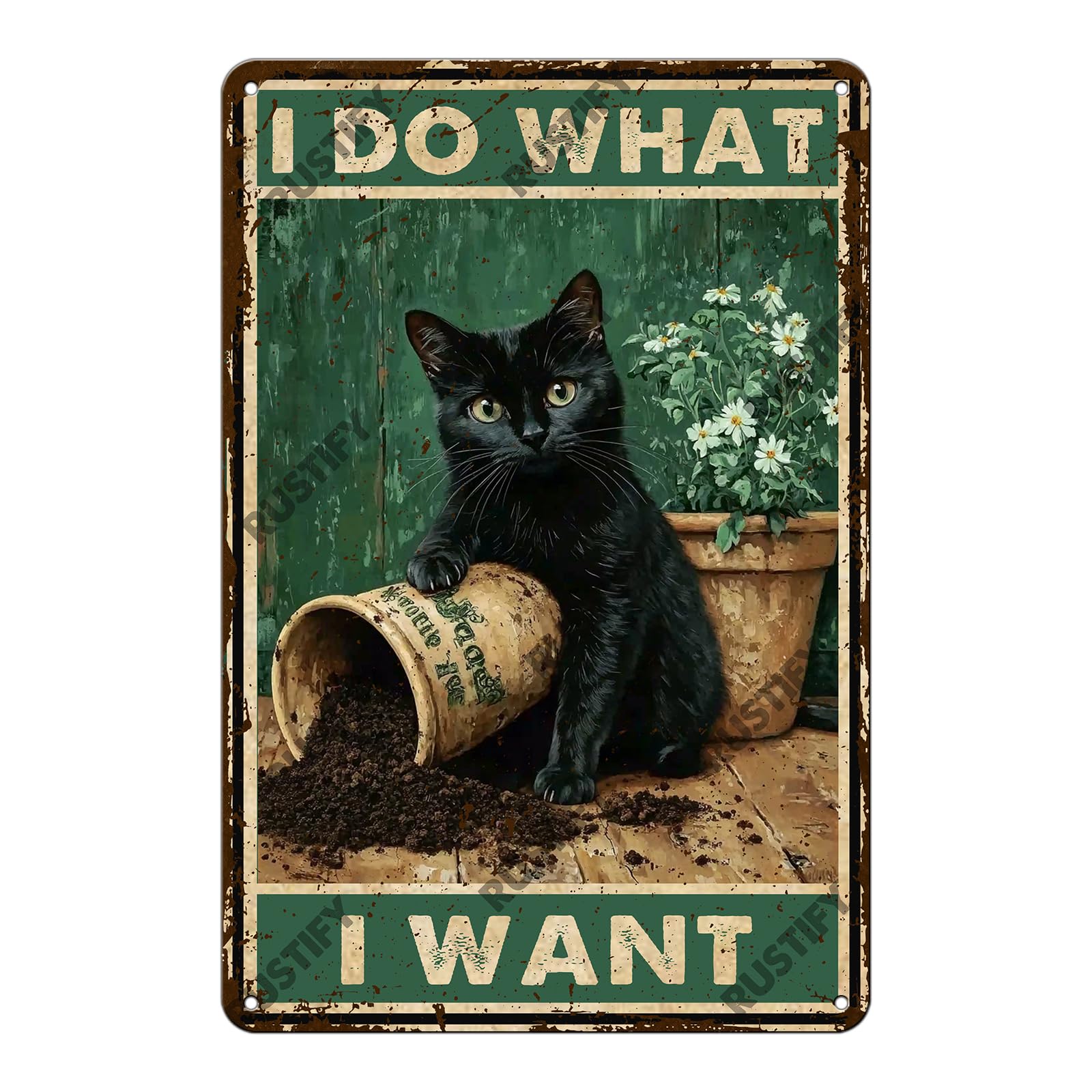 Cat Metal Tin Sign Vintage Retro Style Aluminum Sign Wall Art Decor 12x8 Inch
