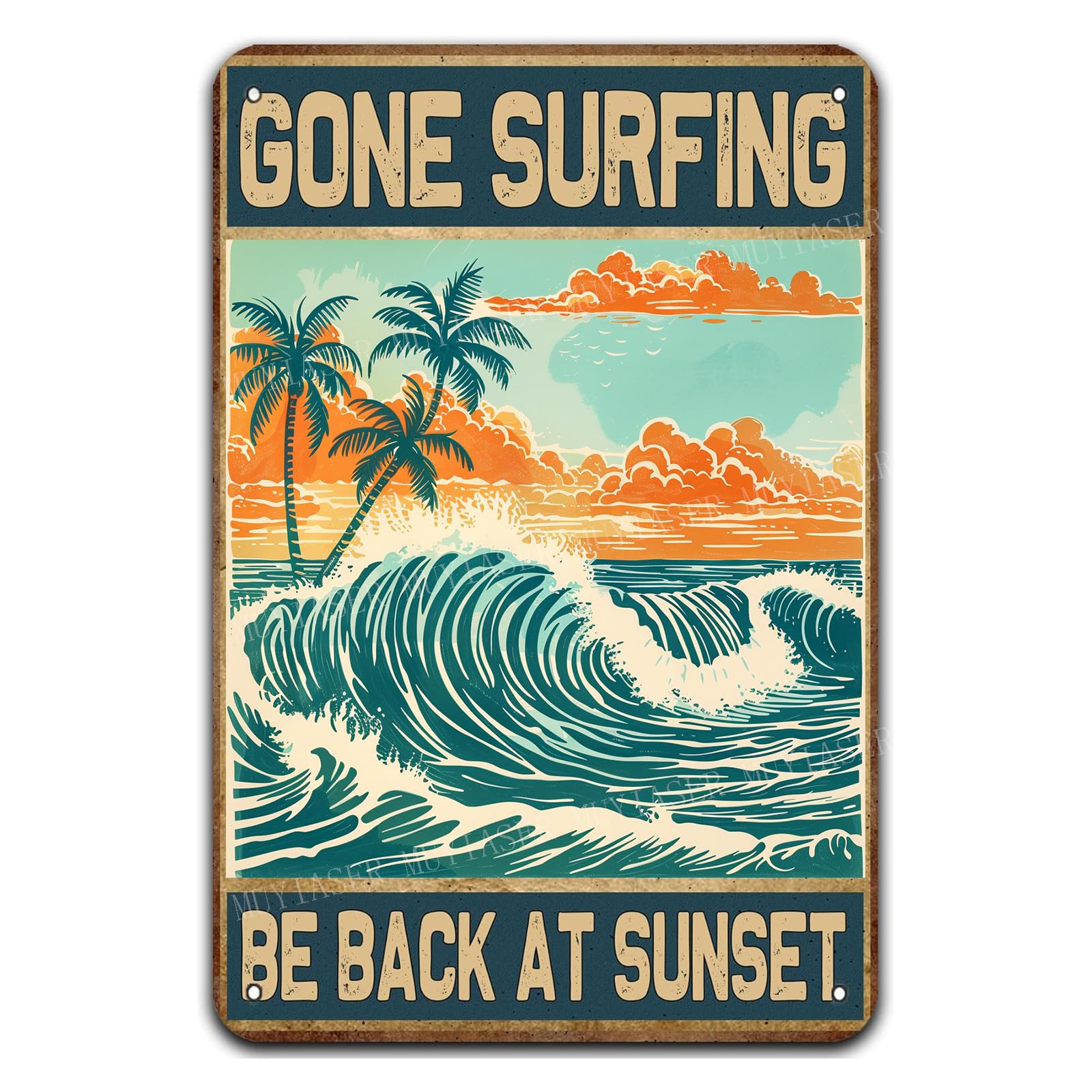 Retro Beach Aluminum Vintage Tin Sign for Kitchen Office Home Bar Cafe Decor 8x12 Inch