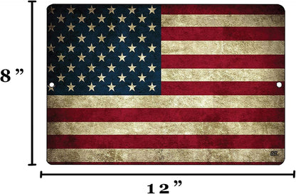 Rogue River Tactical USA American Flag Metal Tin Sign, 12x8 Inch, Wall Decor Man Cave Bar US United States Rustic