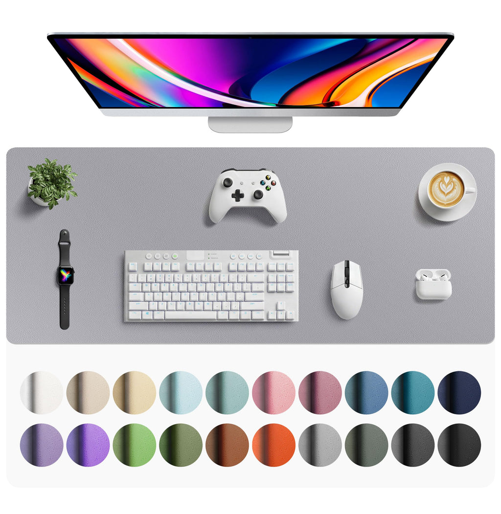 Aothia Non-Slip Waterproof PU Leather Desk Pad Protector for Mouse, Writing Desk, Office, Home, Laptop Blotter, 23.6" x 13.7", Black