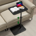 TV Tray Side Table for Couch - 360° Swivel Adjustable Height Rotating Sofa Table C Table End Table Laptop Desk with Phone & Tablet Slot, Perfect for Eating Working Reading, Fits Small Spaces