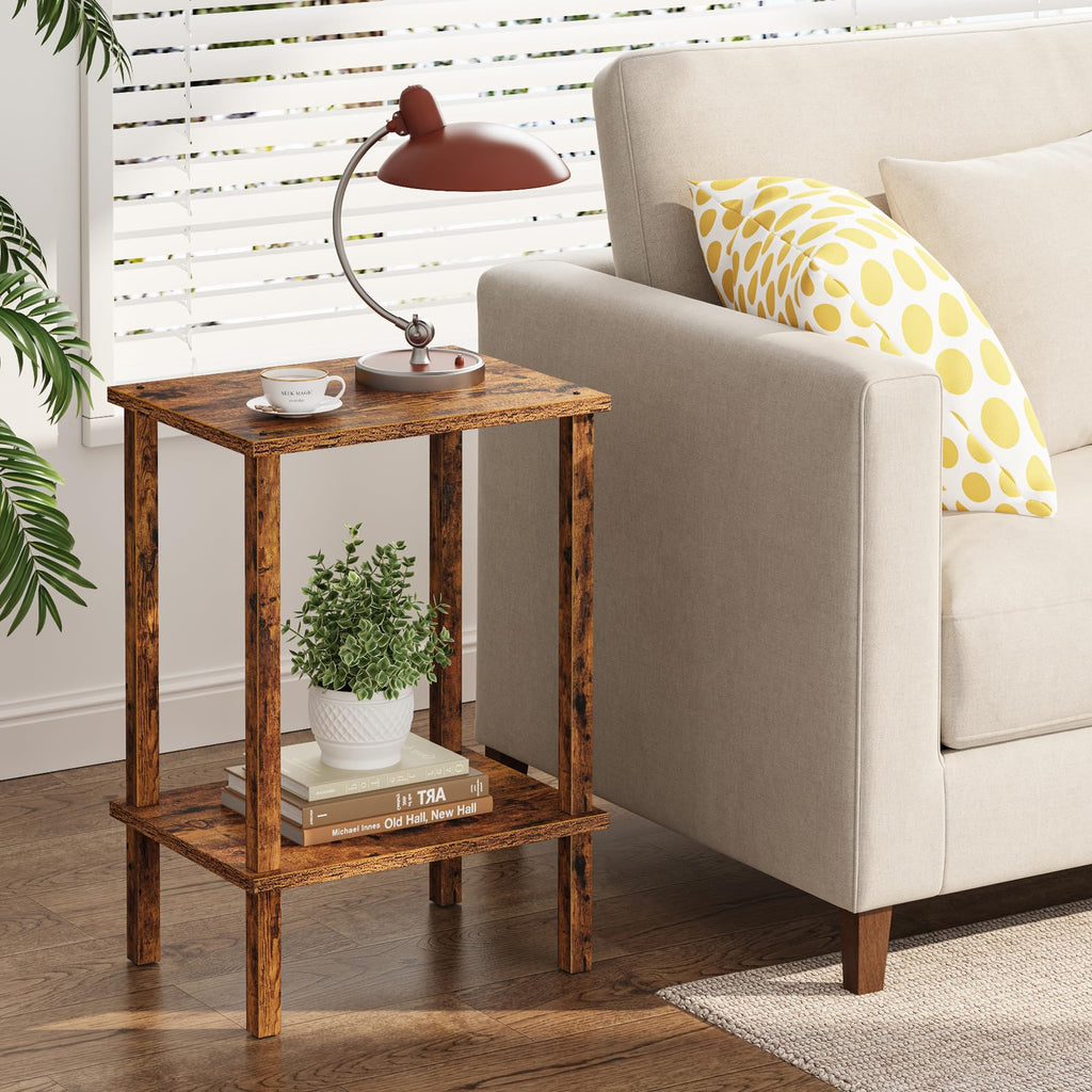 TUTOTAK End Table, Set of 2, Side Table, Nightstand, 2-Tier Storage Shelf, Sofa Table for Small Space, Living Room, Bed Room TB01BK035