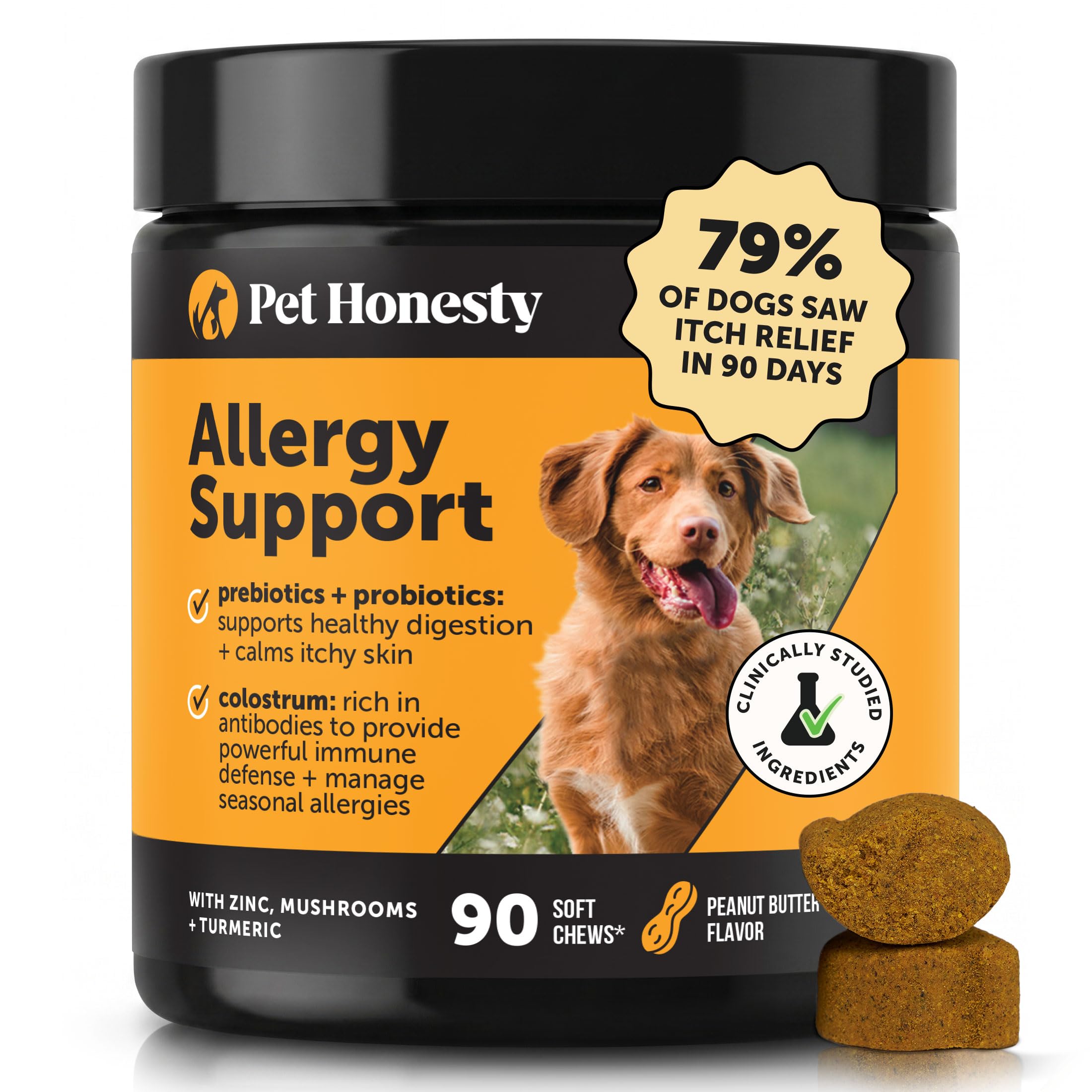 Dog Allergy Relief Immunity Chews - Paw Licking, Itching & Seasonal Allergies - with Colostrum, Probiotics, Turmeric & Salmon Oil - Vet Recommended Anti-Itch Supplement for Dogs (Salmon, 90 Ct)