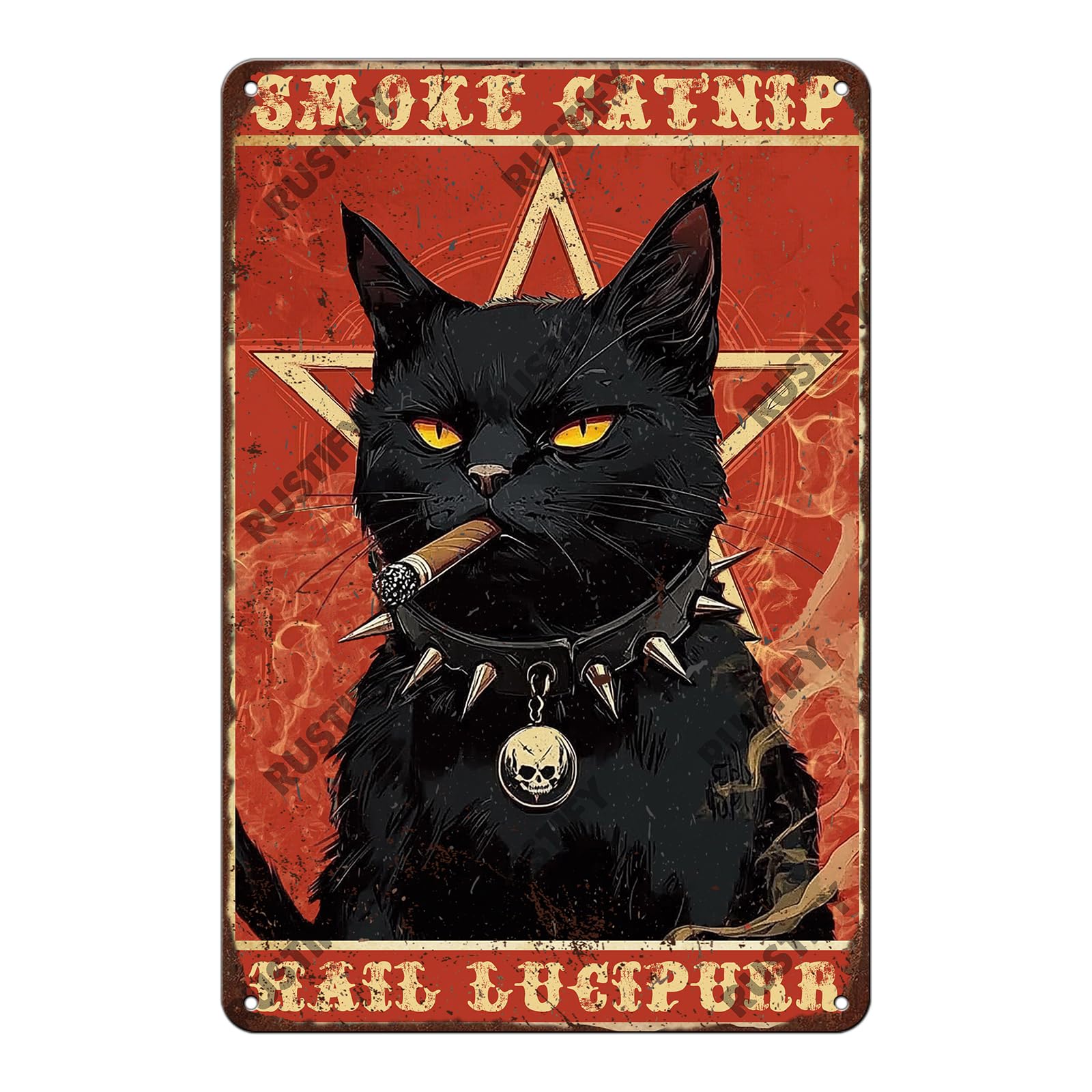 Cat Metal Tin Sign Vintage Retro Style Aluminum Sign Wall Art Decor 12x8 Inch