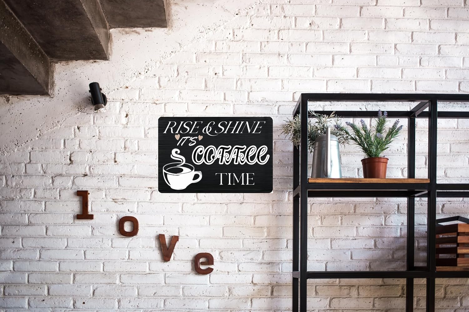 Vintage Coffee Wall Sign - Vintage Tin Sign for Coffee Station, Home Kitchen or Bar Area, Rustic Farmhouse Decor, Decor for Morning Lovers, 8x12 Inch Metal Sign