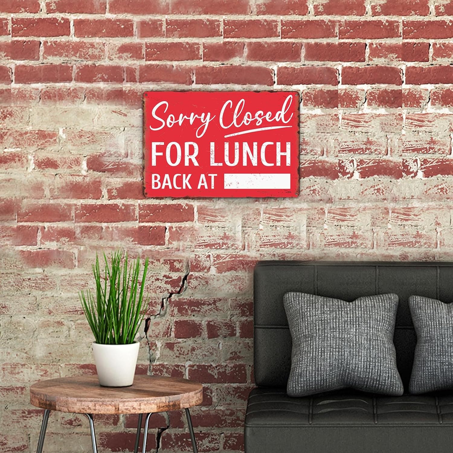 Sanwarm Metal Sign 8X12 Inch, Sorry Closed for Lunch Back At Notice Gone To Lunch Vintage Tin Sign Wall Art Decor for Store, Office, Hotel, Cafe and Pub Decoration