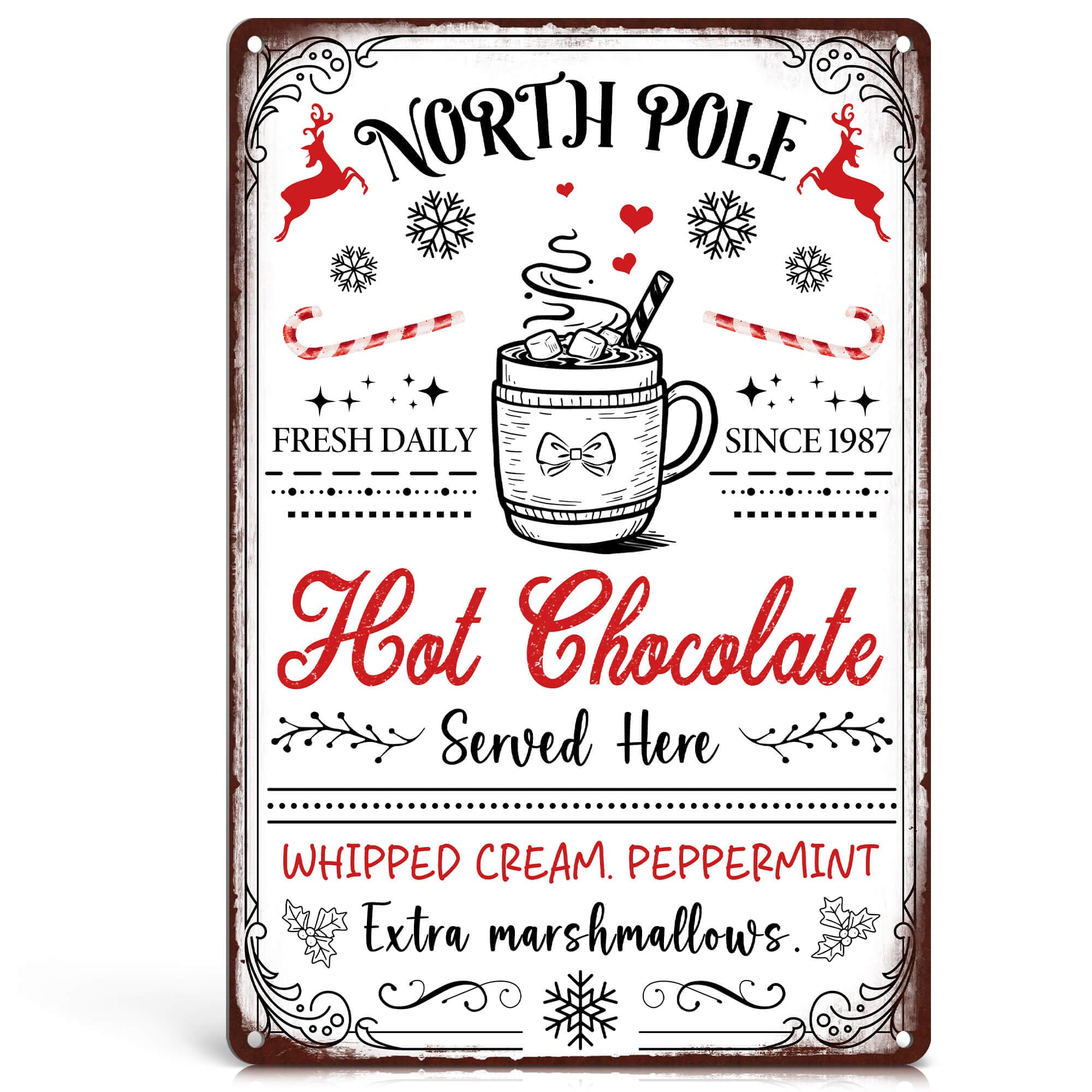 Vintage Christmas Decor Tin Signs Xmas Gifts for Women Girls | Cute Home Bedroom Christmas Decorations Indoor Farmhouse Xmas Ornaments for Wall Decor Girl Loved Xmas Metal Sign 12x8 Inch
