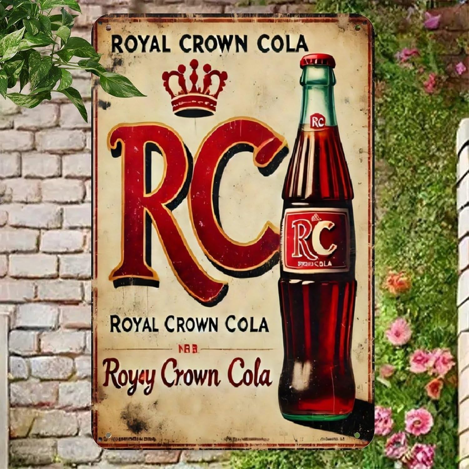 Royal Crown Cola Tin Sign， Vintage Soda Pop Metal Sign Print Aesthetic Room Decoration for Home Bedroom Kitchen Bar Coffee Dorm Bathroom Wall Decor 8 X 12 in