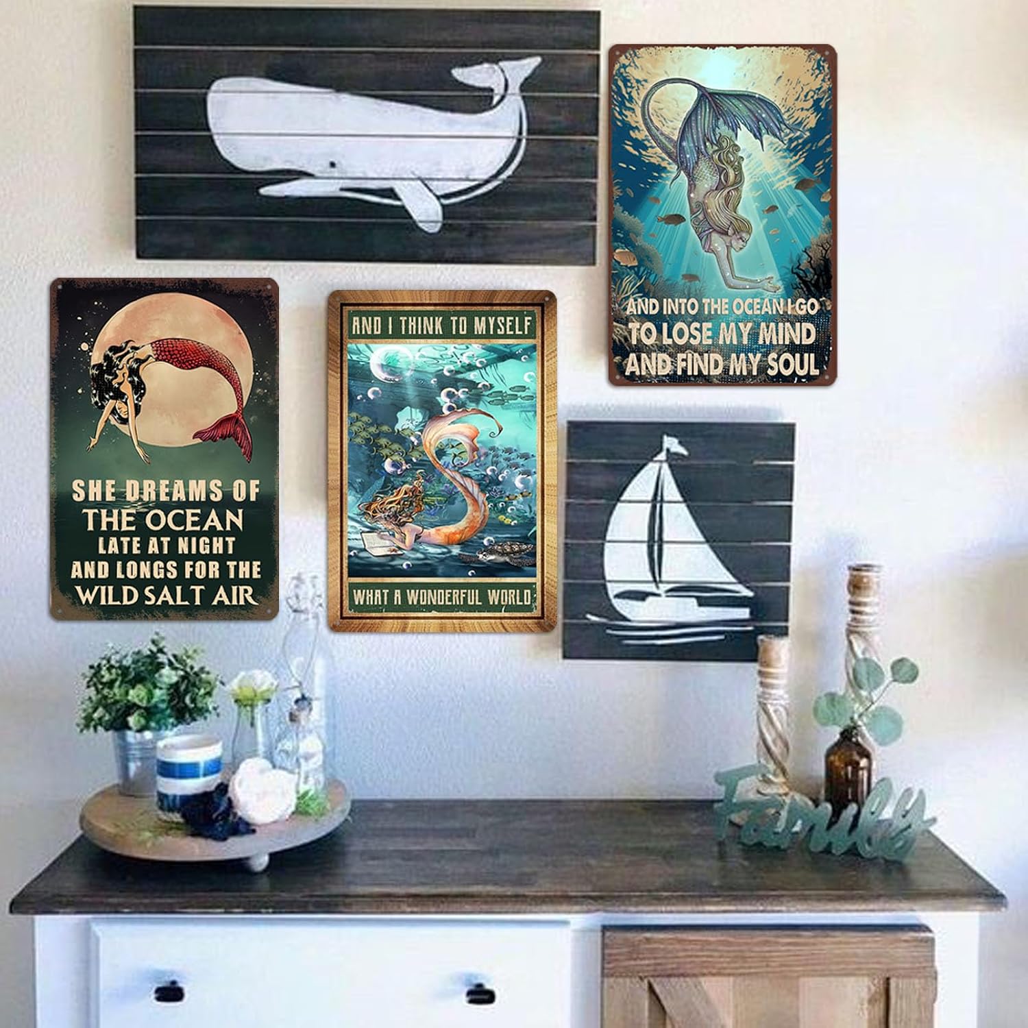 Mermaid Sign Metal Mermaid Wall Art Decor Mermaid Metal Tin Signs Mermaid Gifts For Women Adults And I Think To Myself What A Wonderful World Sign Mermaid Poster For Girls Room Decor Signs 8x12 Inch