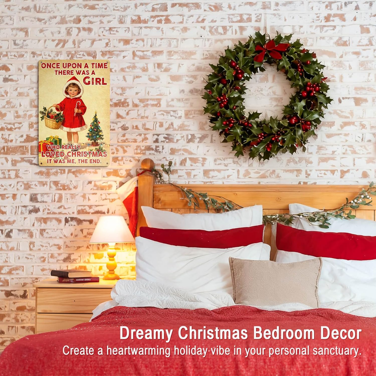 Vintage Christmas Decor Tin Signs Xmas Gifts for Women Girls | Cute Home Bedroom Christmas Decorations Indoor Farmhouse Xmas Ornaments for Wall Decor Girl Loved Xmas Metal Sign 12x8 Inch