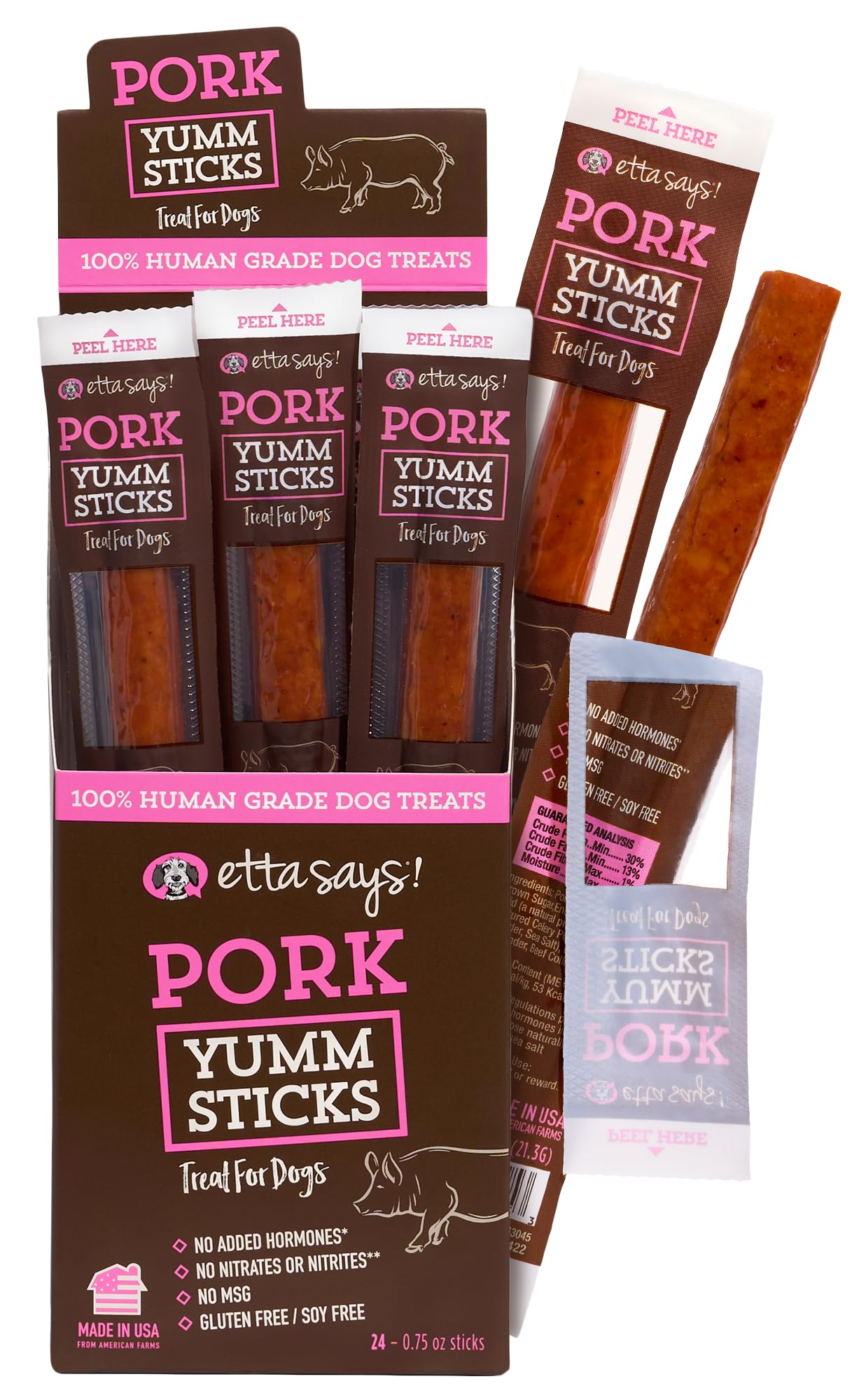 etta says! Yumm Sticks - Real Meat Dog Jerky Treats - Beef, Chicken, Pork, and Turkey Variety Pack - Human Grade - Made in The USA (24 Count Pack of 1)
