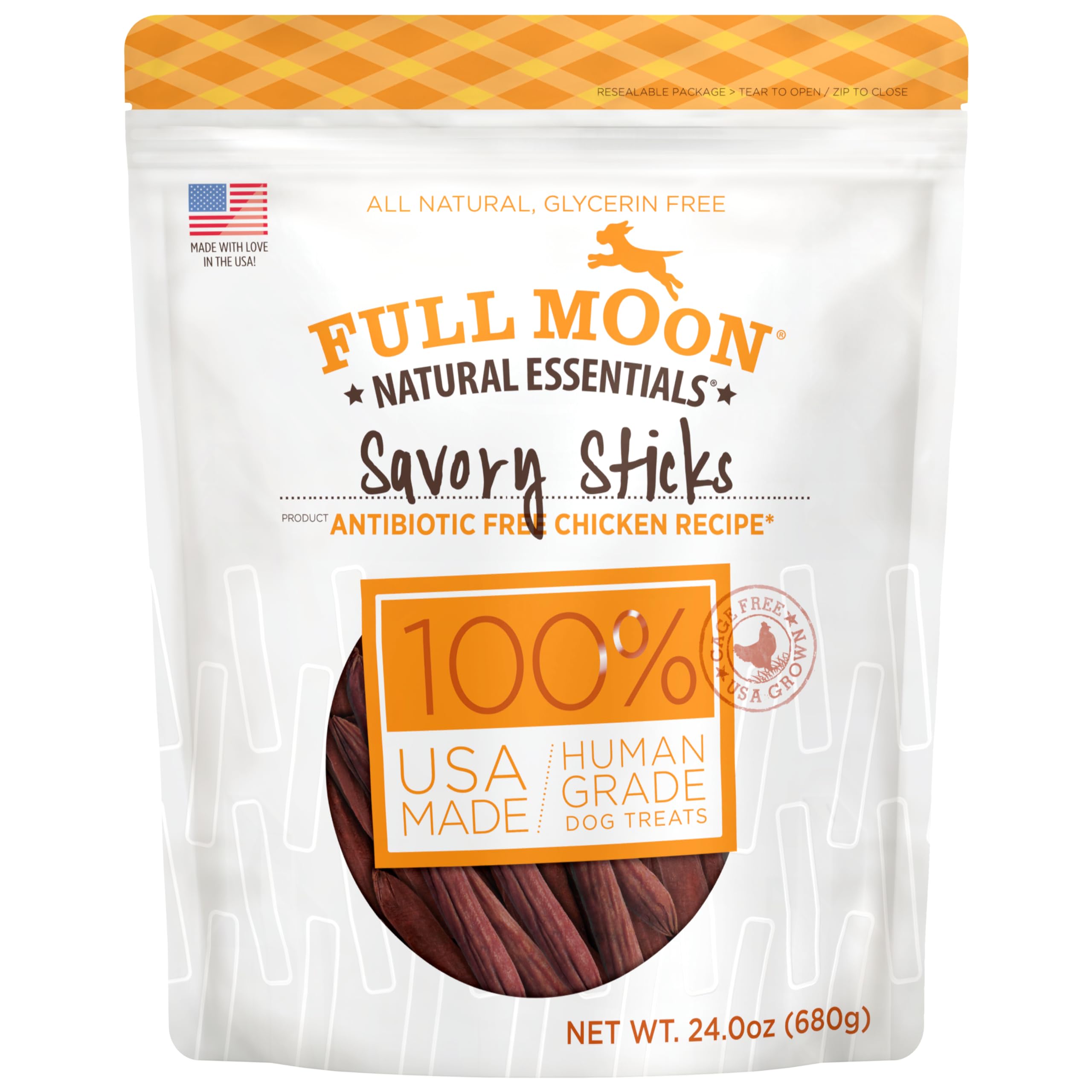 Full Moon All Natural Human Grade Dog Treats, Essential Beef Savory Sticks, 22 Ounce, 1.375 Pound (Pack of 1)