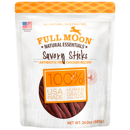 Full Moon All Natural Human Grade Dog Treats, Essential Beef Savory Sticks, 22 Ounce, 1.375 Pound (Pack of 1)