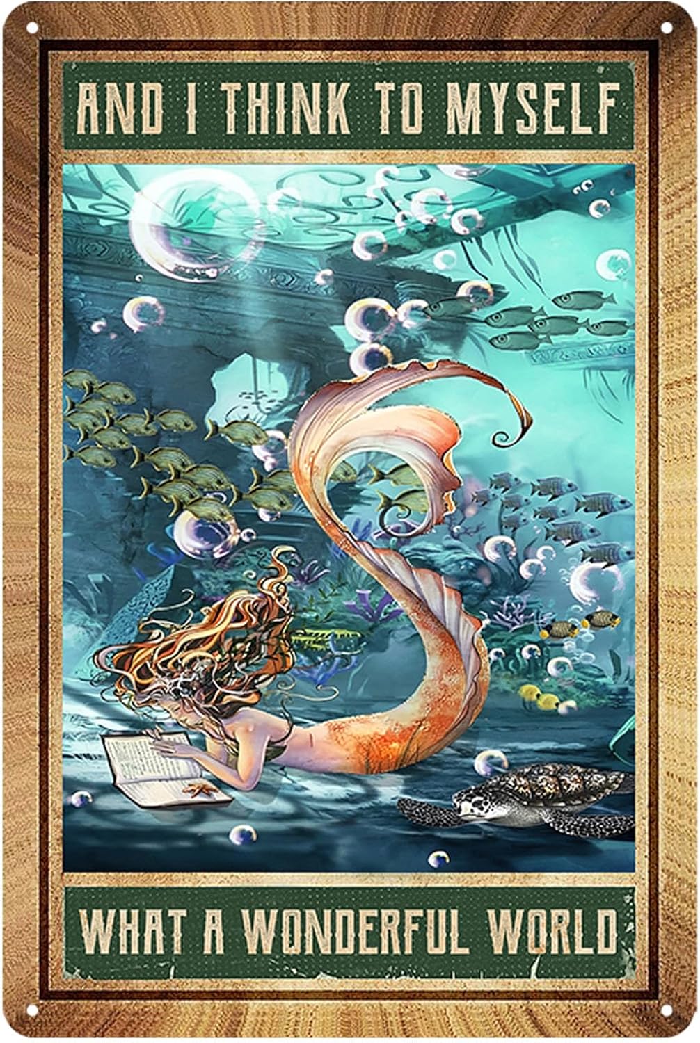 Mermaid Sign Metal Mermaid Wall Art Decor Mermaid Metal Tin Signs Mermaid Gifts For Women Adults And I Think To Myself What A Wonderful World Sign Mermaid Poster For Girls Room Decor Signs 8x12 Inch