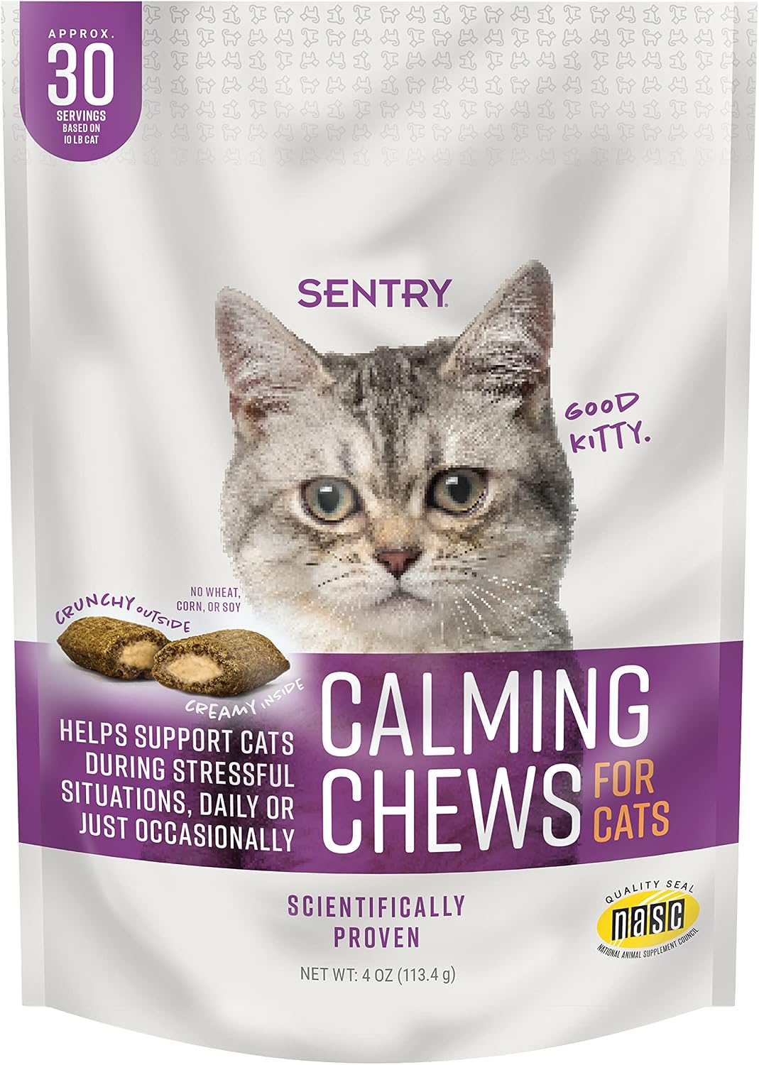 Sentry Calming Chews for Cats, Calming Aid Helps to Manage Stress, With Pheromones That May Help Curb Destructive Behavior, Calming Health Supplement for Cats, 4 oz.