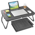 BUYIFY Foldable Laptop Bed Desk for Couch, Sofa - Large Lap Desk Tray Table with Cup Holder and Tablet Slot - Portable Notebook Stand for Eating, Writing, Studying and WFH -NEW-006-USA Original Patent