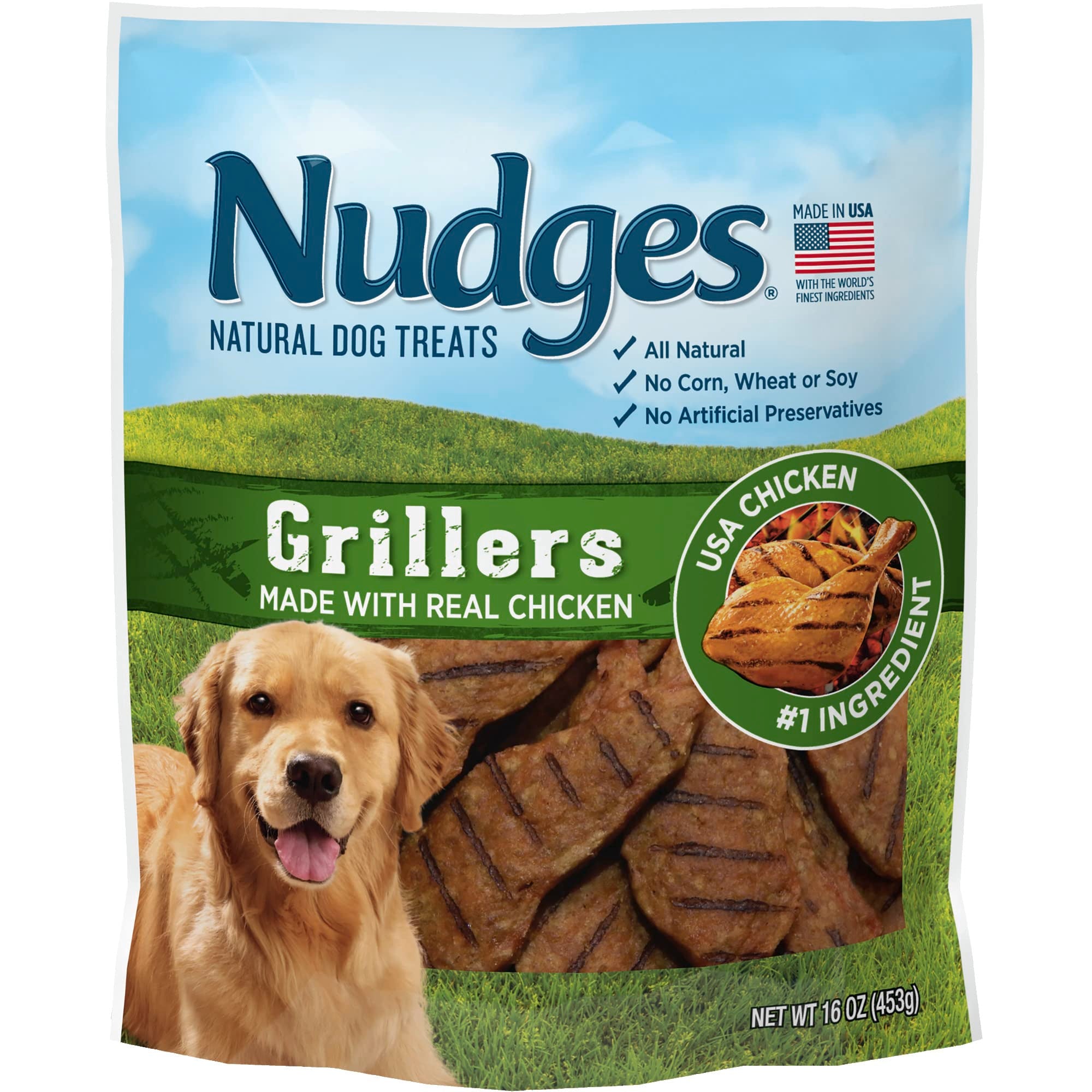 Blue Buffalo Nudges Chicken Homestyle Natural Dog Treats, Pot-Pie-Inspired Recipe, Healthy Reward or Training Treat, Made in the USA with Real Chicken, No Artificial Preservatives, 16 oz.