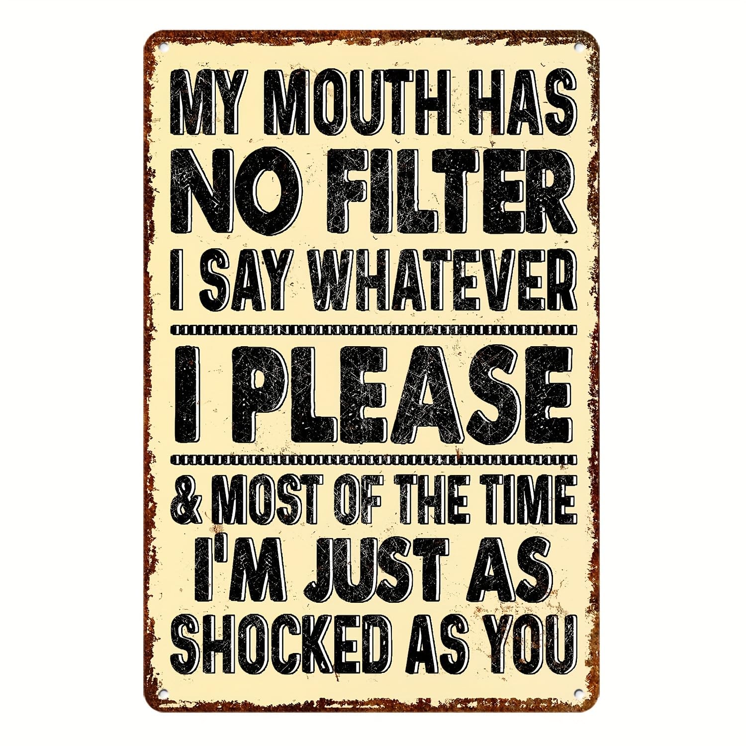 Vintage Metal Aluminum Sign Decor, 8"x12"Mentally Unstable and Not Fully Medicated Funny Sign, Keep Safe Distance Vintage Inspired Wall Poster for Man Cave,