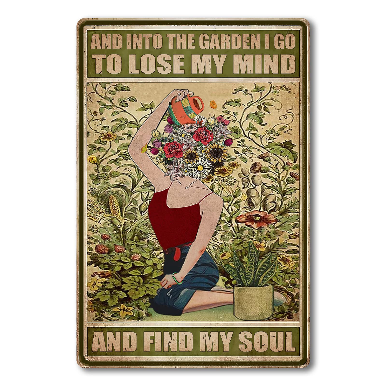 Grow Damn It Funny Tin Vintage Metal Sign - 12x8 Inch Outdoor Garden Decor For Home Yard Farm Garage Cave Country Wall Decoration
