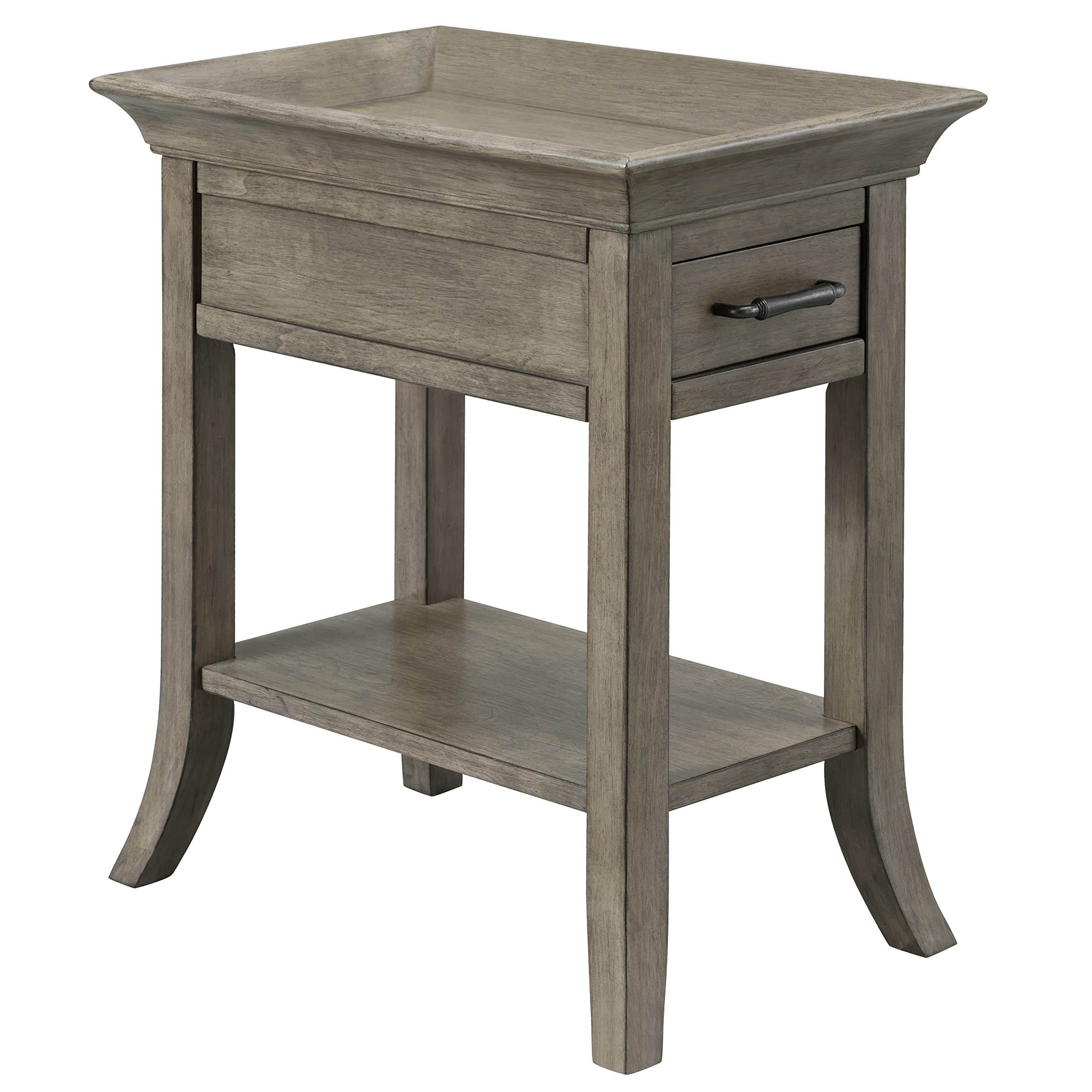 Leick Home Mission End Table, Solid Wood, 1 Storage Drawer, Bottom Display Shelf, Narrow, Slatted Sides, Easy-Assembly, Medium Oak, 22.5 in L x 12 in W x 24 in H, 8202