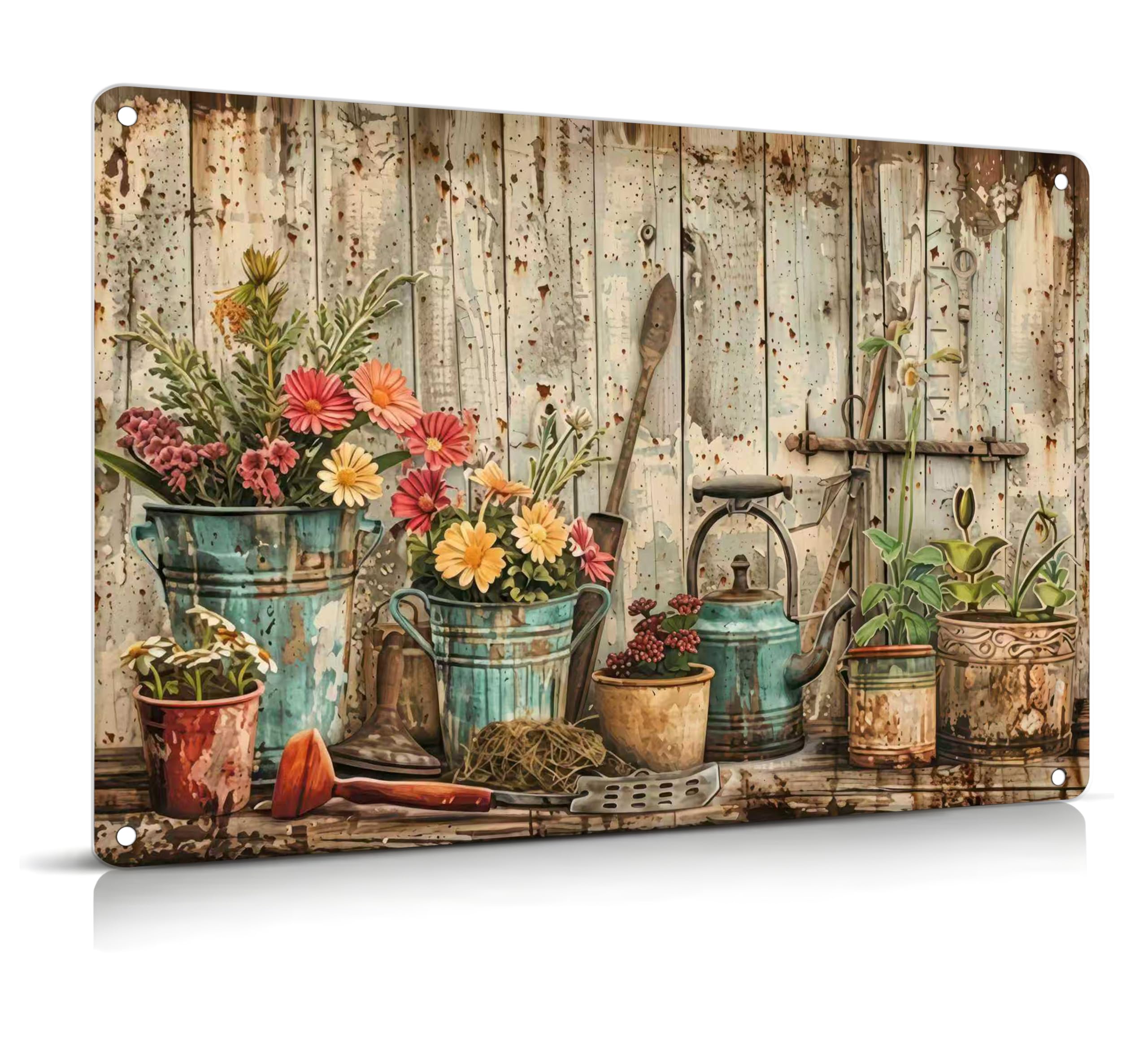 Vintage Flower Garden Metal Sign Rustic Farmhouse Daisy Floral Wildflowers Tin Signs Still Life Gardening Aluminum Wall art for Home Garden Patio Farm Yard Bar Bathroom Decor 8x12 Inch