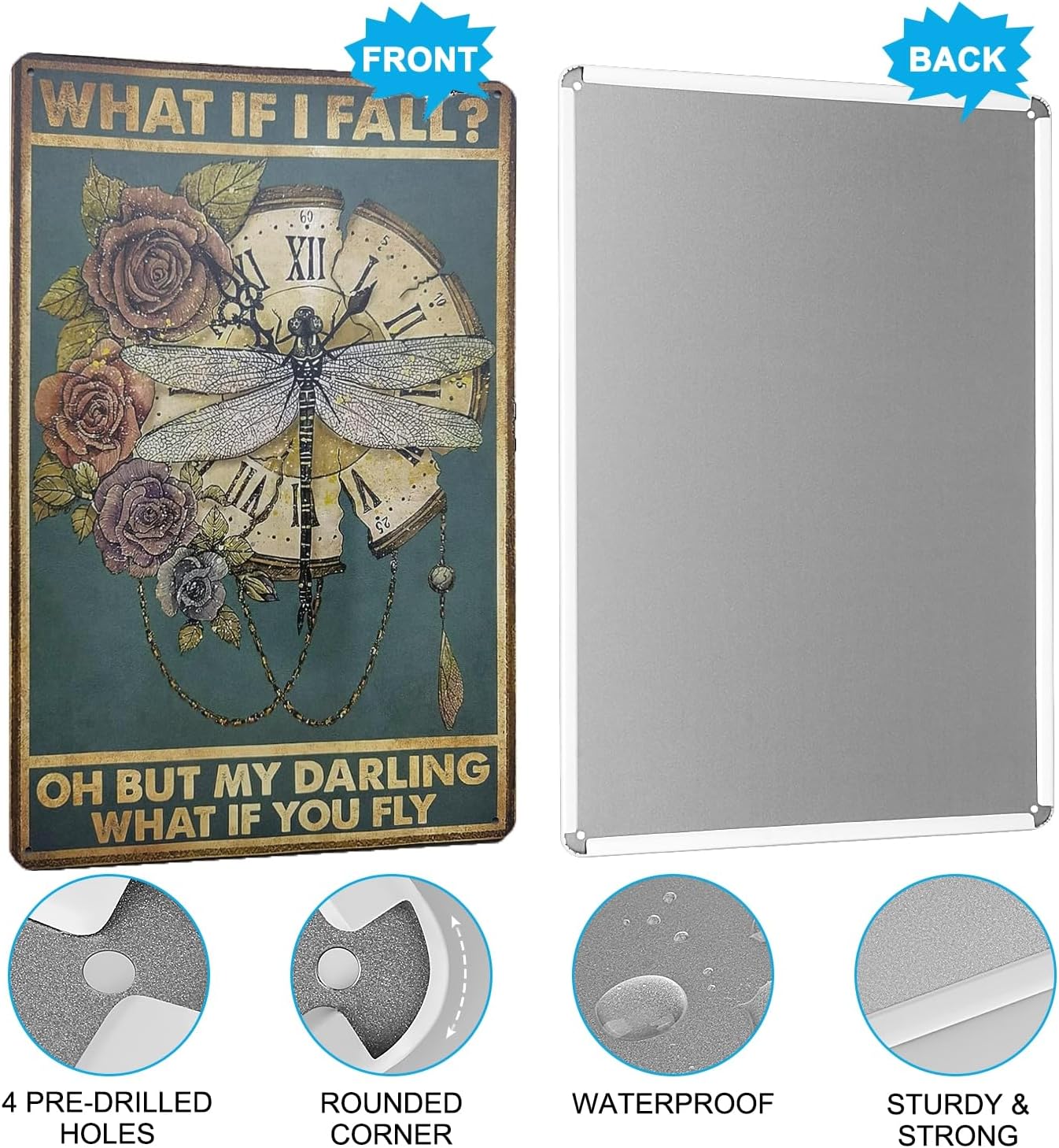 Vintage Metal Tin Sign Funny Sarcastic Party Wall Art Decor Signs Metal Posters for Room Wall Decor - What If You Fly 8 X 12 Inches