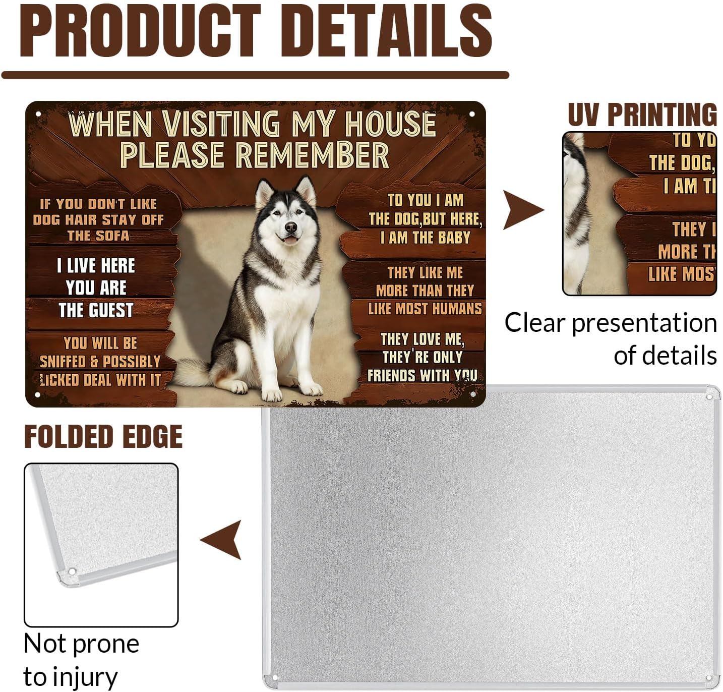 Funny Malamute Dog Vintage Tin Sign When Visiting My House Please Remember Metal Wall Art For Home Garage Bar Man Cave Patio Porch Decor 8x12 Inch