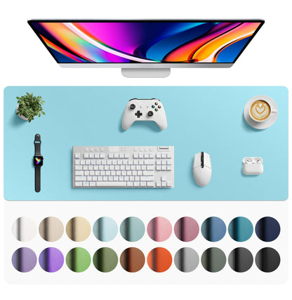 Aothia Non-Slip Waterproof PU Leather Desk Pad Protector for Mouse, Writing Desk, Office, Home, Laptop Blotter, 23.6" x 13.7", Black