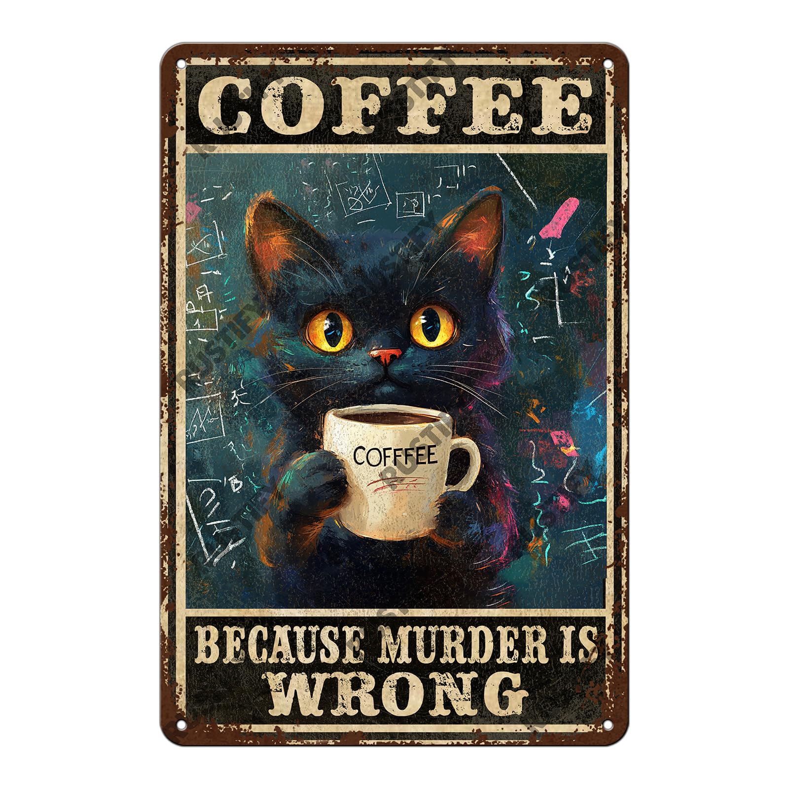 Cat Metal Tin Sign Vintage Retro Style Aluminum Sign Wall Art Decor 12x8 Inch