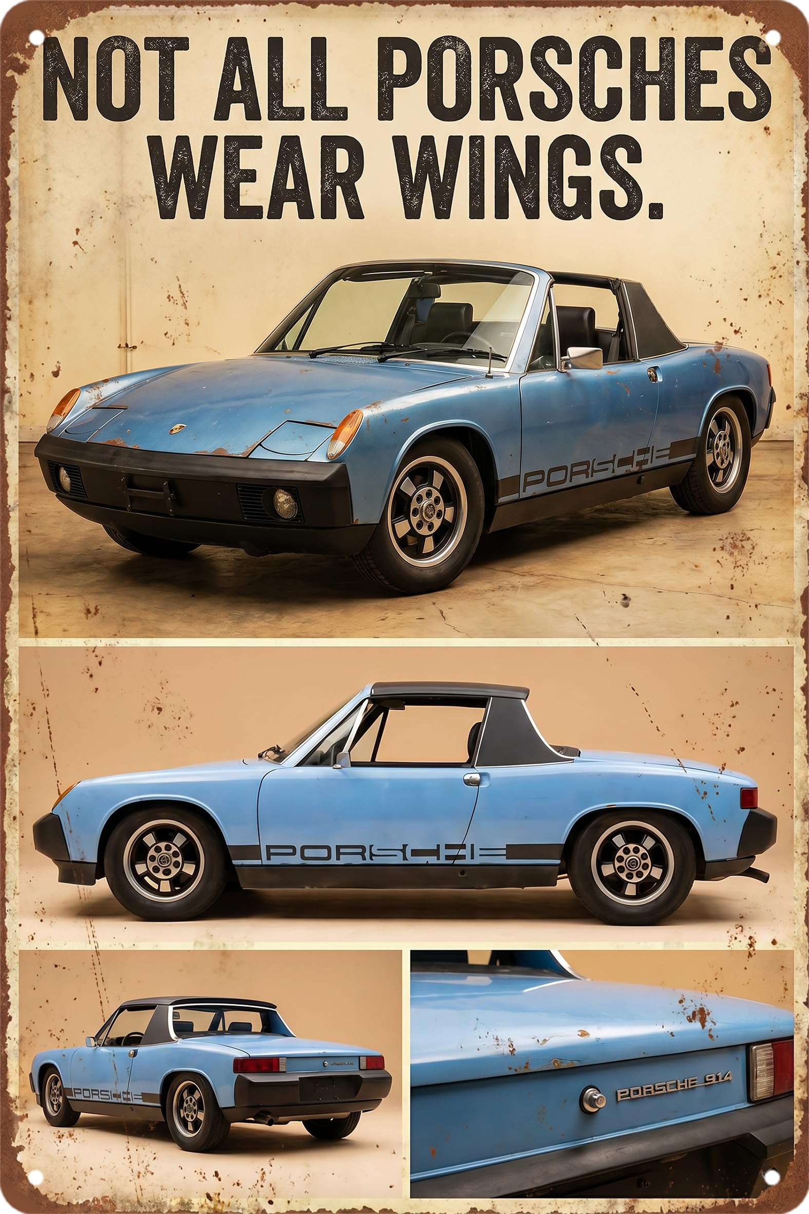 Vintage Car Sign Retro Sports Car Metal Tin Signs, Tin Sign Car for Garage Decor, Classic Car Decor Early American Metal Garage Sign for Man Cave, 8x12 Inch (REO model 10-S)