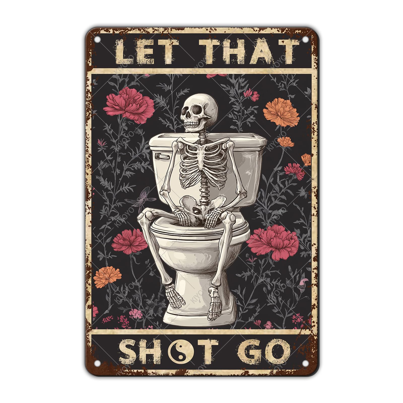Funny Bear Metal Tin Sign Black and White Bathroom Vintage Bathroom Signs Restroom Wall Decor 12x8 Inch
