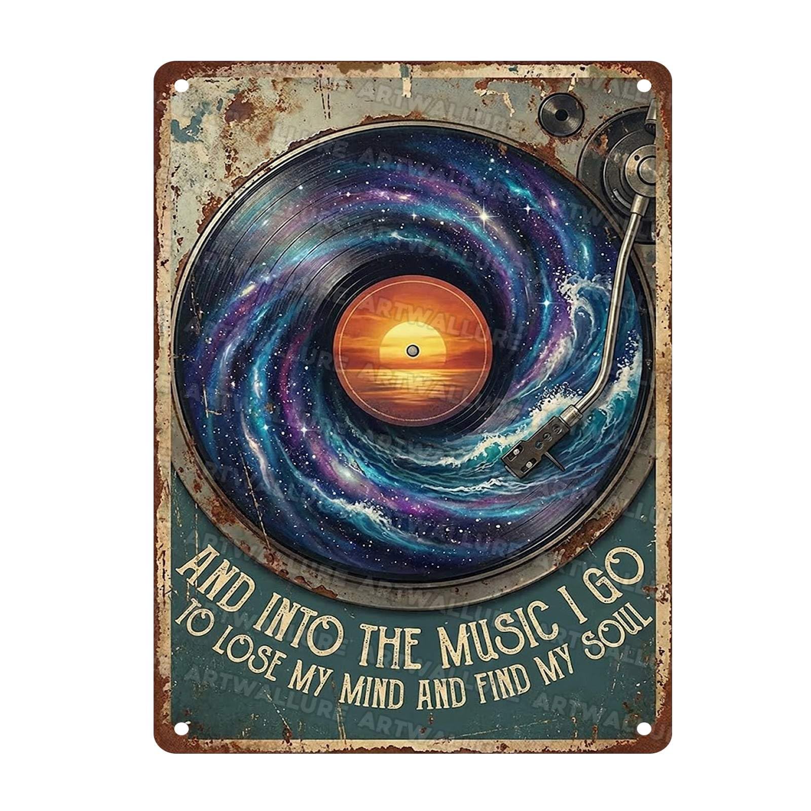 Acoustic Guitar Metal Tin Sign Nature Scenery Music Decor Vintage Wall Art Gift for Guitar Player Camping Lover 8x12Inch