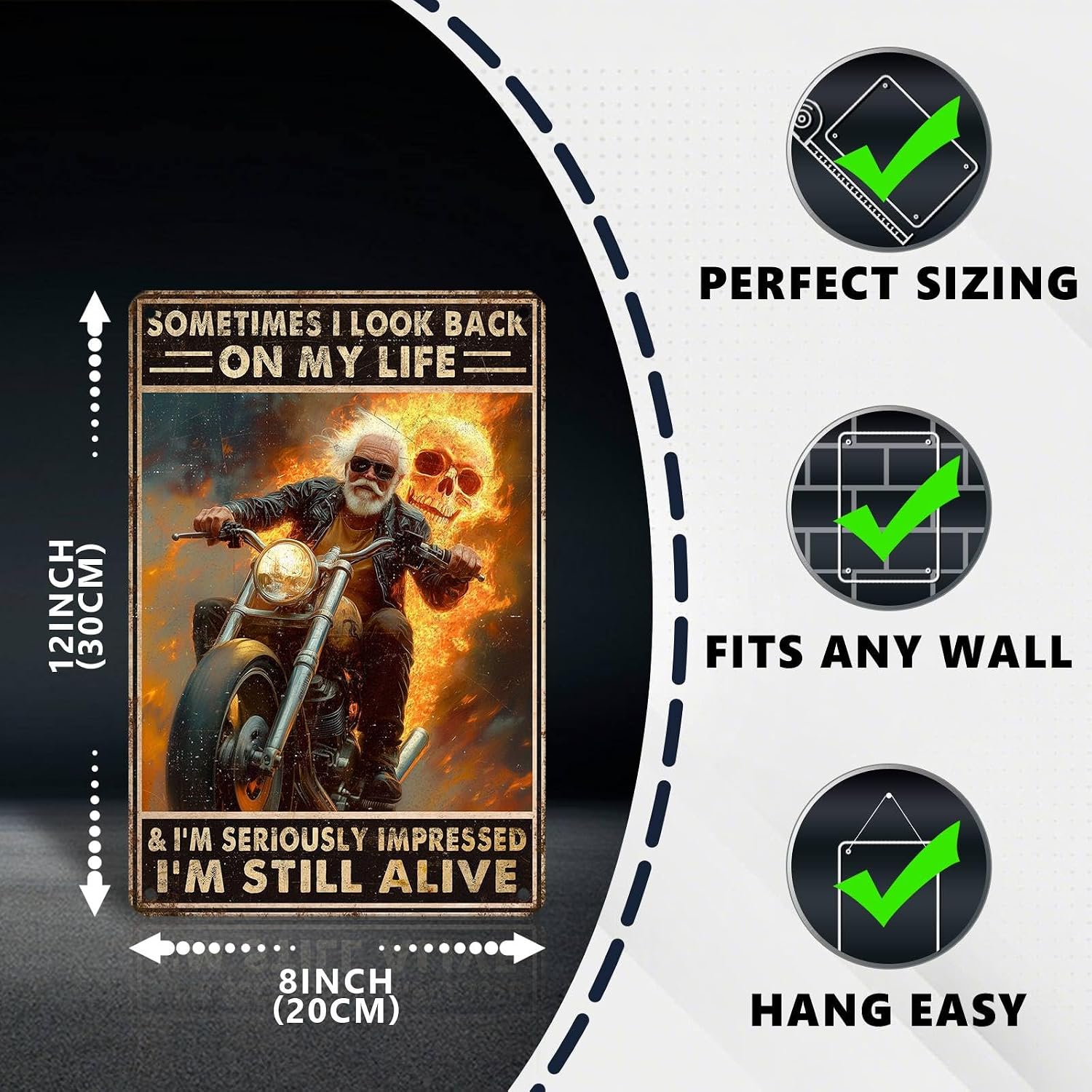 Motorcycle Metal Signs Riders Men Metal Decor Sometimes I Look Back On My Life and I'm Seriously Tin Signs Inspirational Wall Decor For Home Garage Man Cave Cafe Bar Pub 12 * 8 In