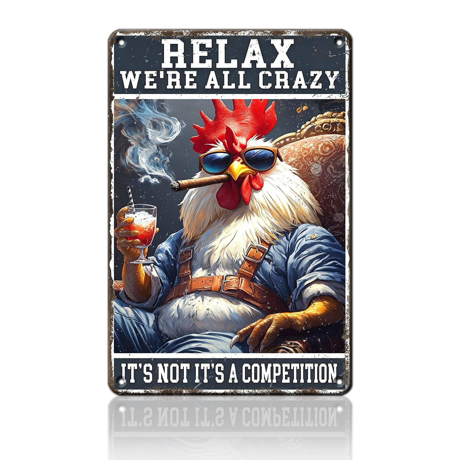 Funny Chicken Signs Welcome To My Kitchen Humorous Cartoon Rooster Cooking Aluminium Sign Metal Chicken Signs Decor Home Ktichen Farm Are Wall 12x8 Inch Vintage Chicken Signs Metal Tin Poster