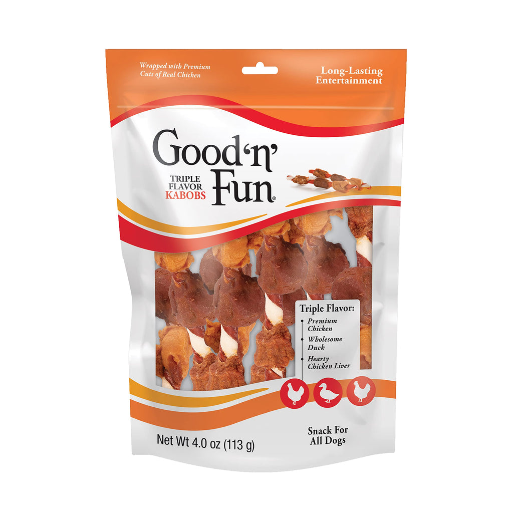 Good 'n' Fun Kabobs Long-Lasting Dog Treat, With Real Proteins, Beef Hide and Premium Chicken, Supports Dental Health, Mental Stimulation, 24 oz