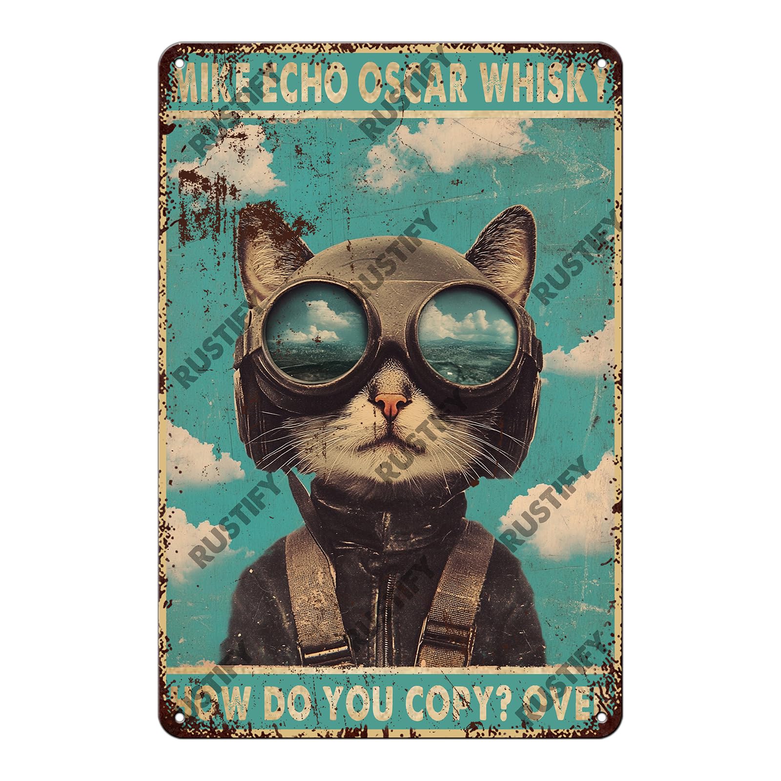 Cat Metal Tin Sign Vintage Retro Style Aluminum Sign Wall Art Decor 12x8 Inch