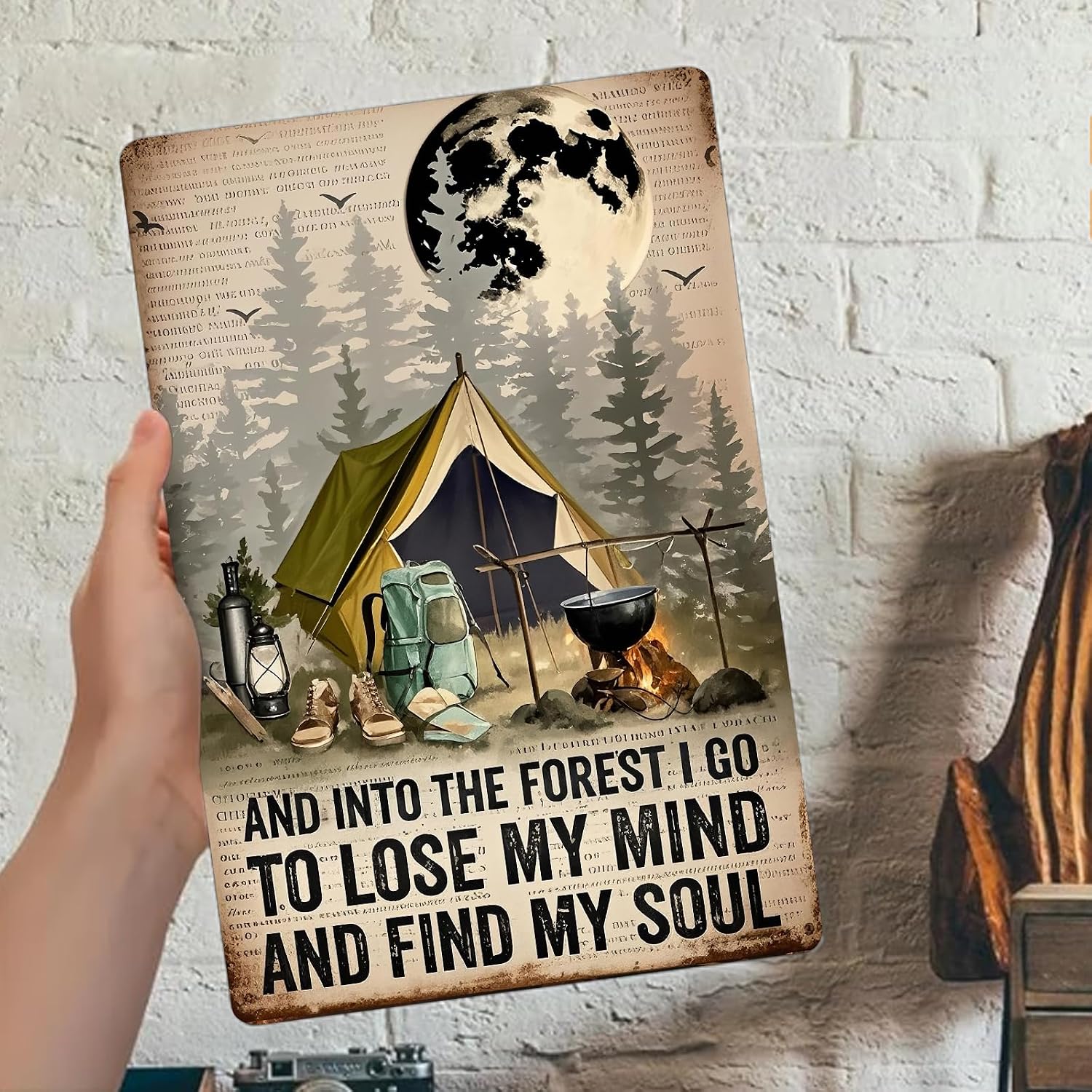 Retro Tin Sign - INTO THE FOREST I GO TO LOSE MY MIND AND FIND MY SOUL - Vintage Metal Wall Art for Home, Bar, Cafe, or Office Decor - Thoughtful Gift for Family, Friends or Coworkers-Styl 3